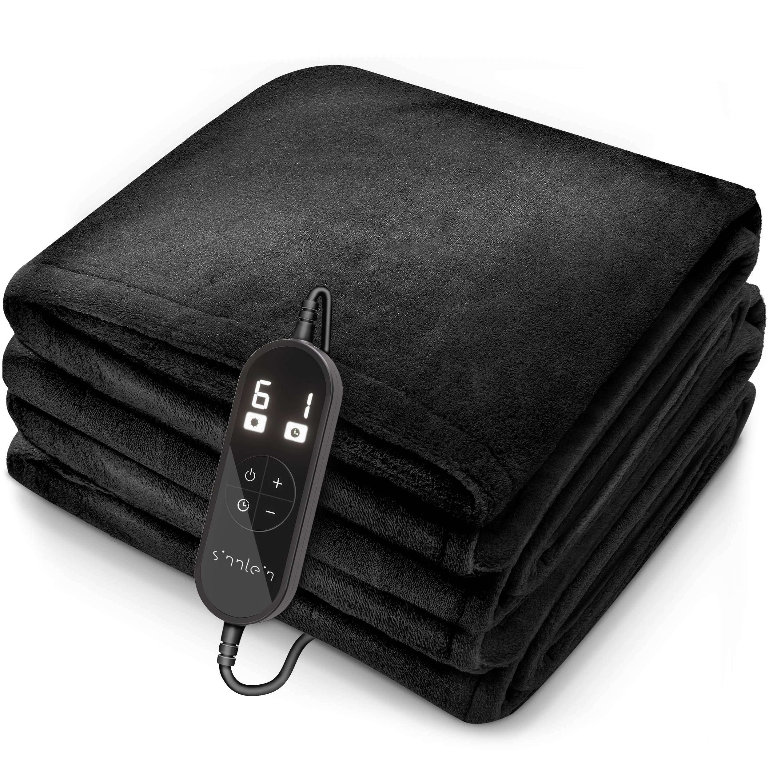 sinnlein Heizdecke Heizdecke elektrisch Wärmeunterbett XXL Wärmedecke Abschaltautomatik, Heizdecke aus Plüsch, waschbar bis 40°C, Digitalanzeige
