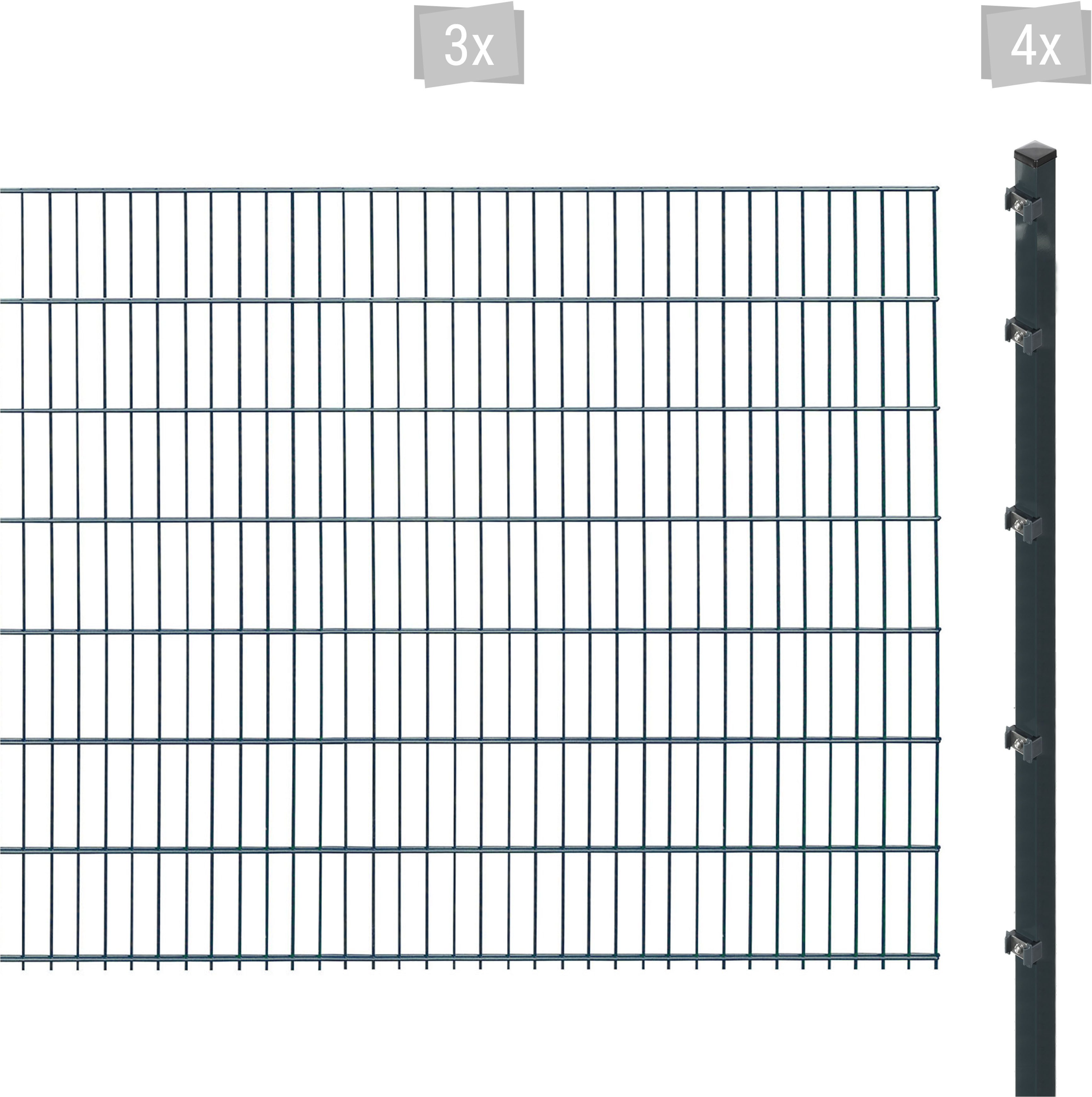 Arvotec Doppelstabmattenzaun ESSENTIAL 143 zum Einbetonieren, (Set, 7-St), Zaunhöhe 143 cm, Zaunlänge 2 - 60 m