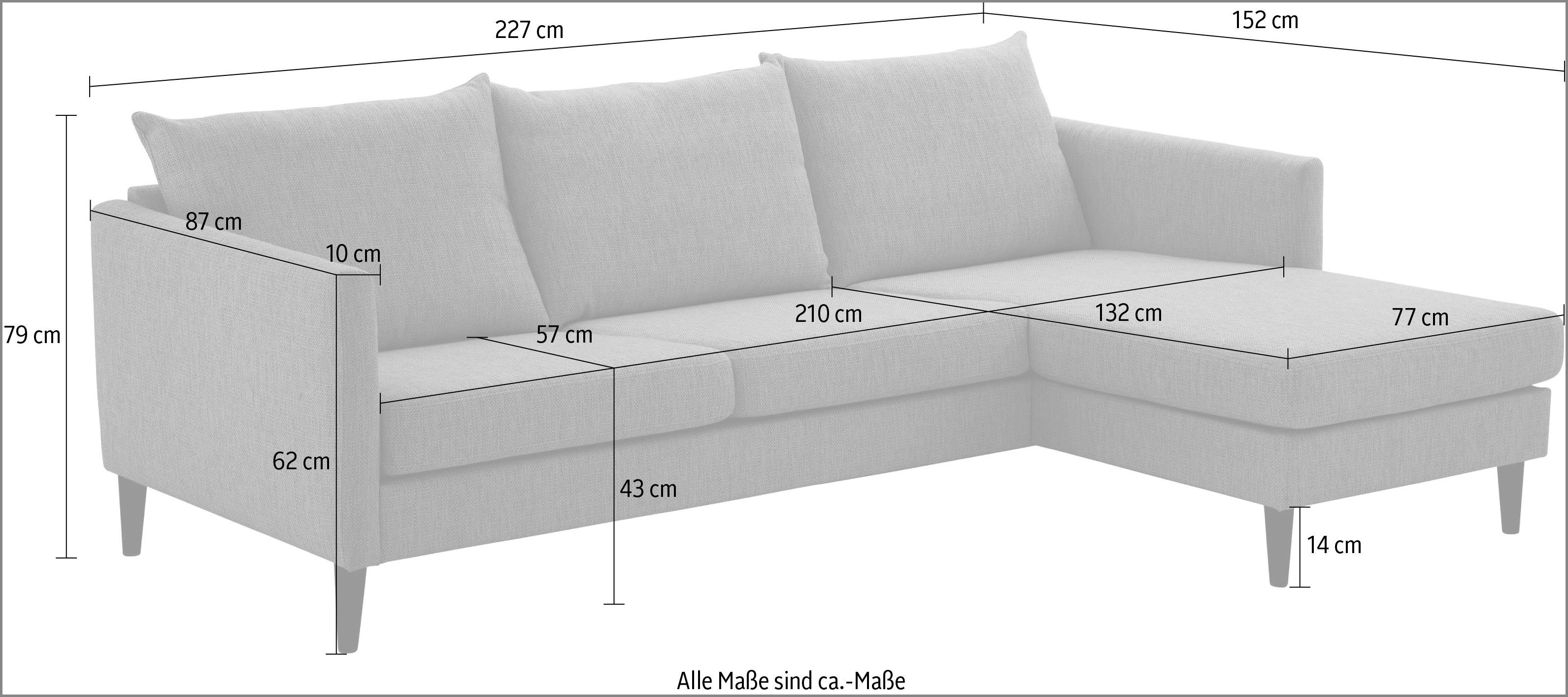 mit home montierbar mane beidseitig Wellenunterfederung, collection creme Ecksofa ATLANTIC Rekvik,