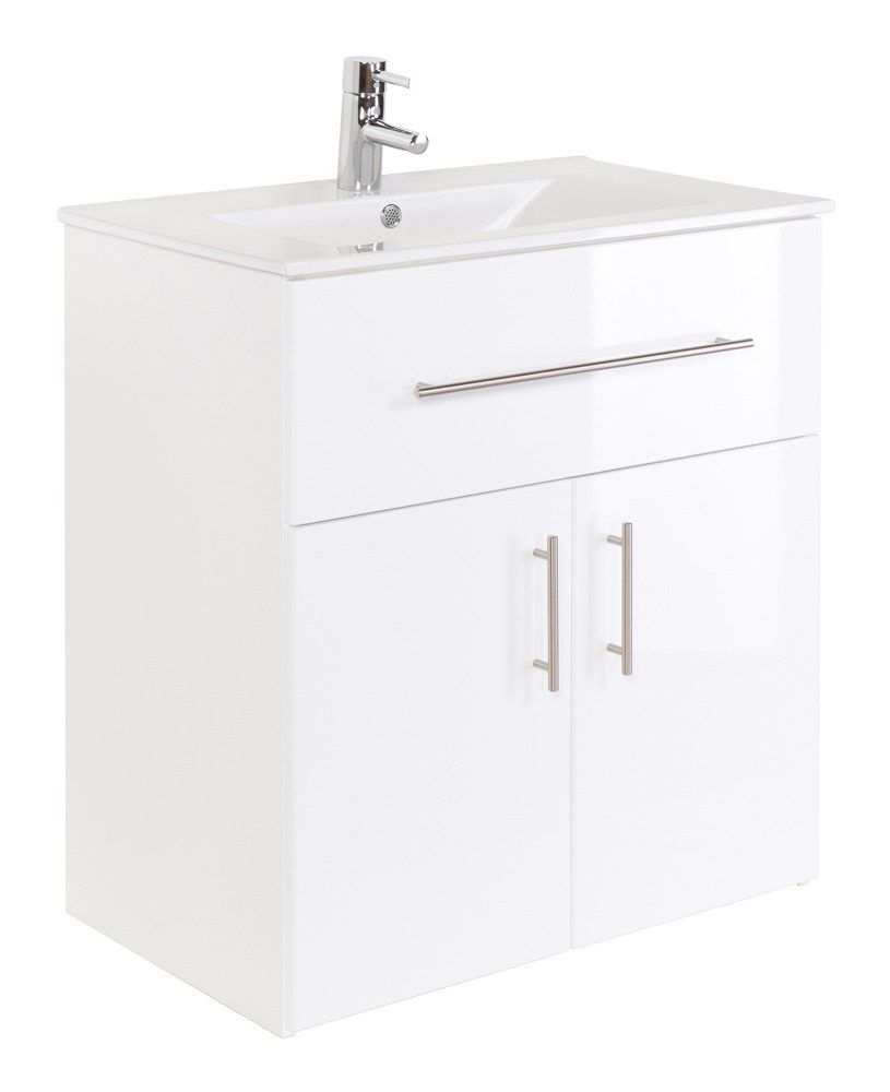 Magnolia Home Waschtisch Badmöbel Domino 750 SoftClose weiss hochglanz Stan günstig online kaufen