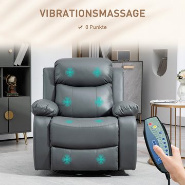 HOMCOM Massagesessel mit 8 Vibrationsköpfen, Fernbedienung, Liegefunktion, Wippfunktion (Fernsehsessel, 1-St., Relaxsessel), für Wohnzimmer, Schlafzimmer, Gau