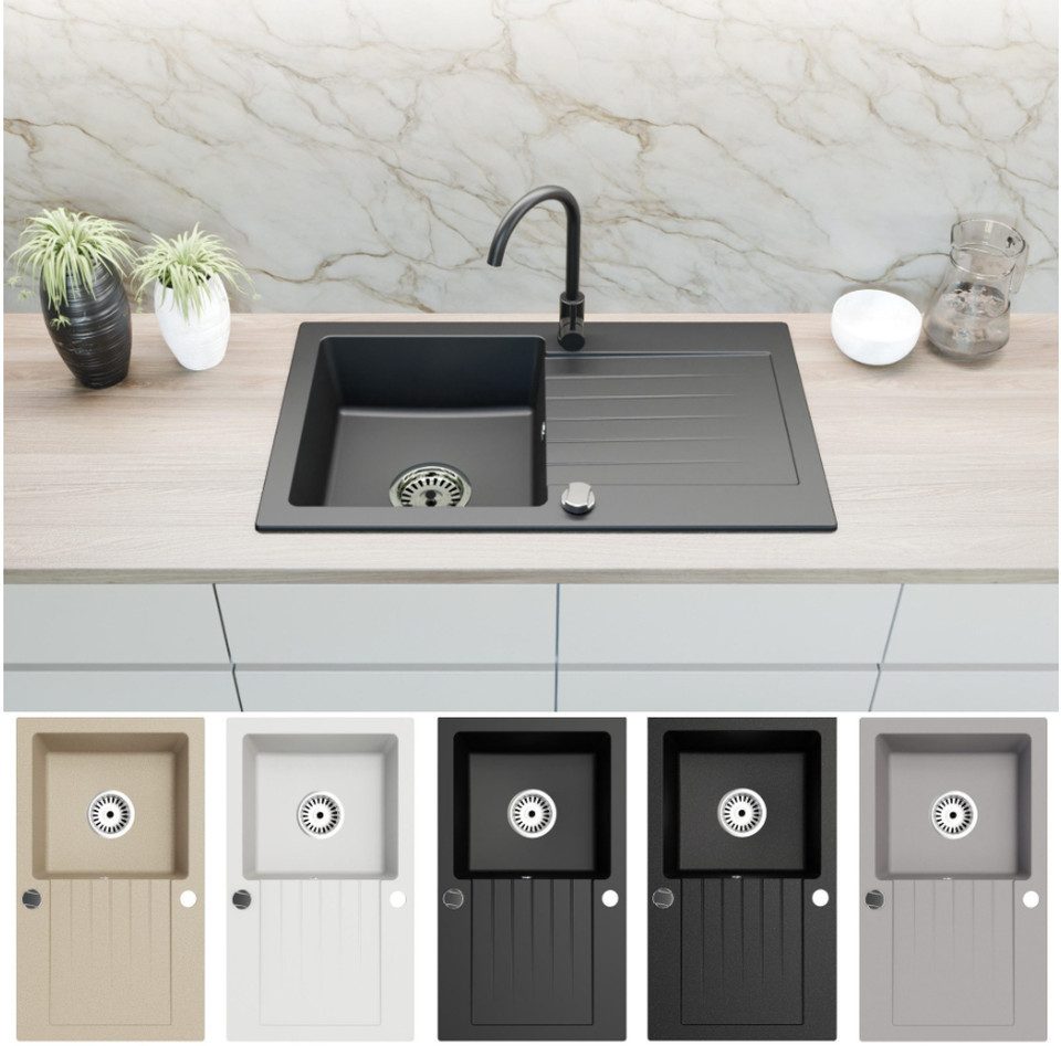 Faizee Home Granitspüle Granitspüle Küchenspüle Granit Siphon Einbauspüle S günstig online kaufen