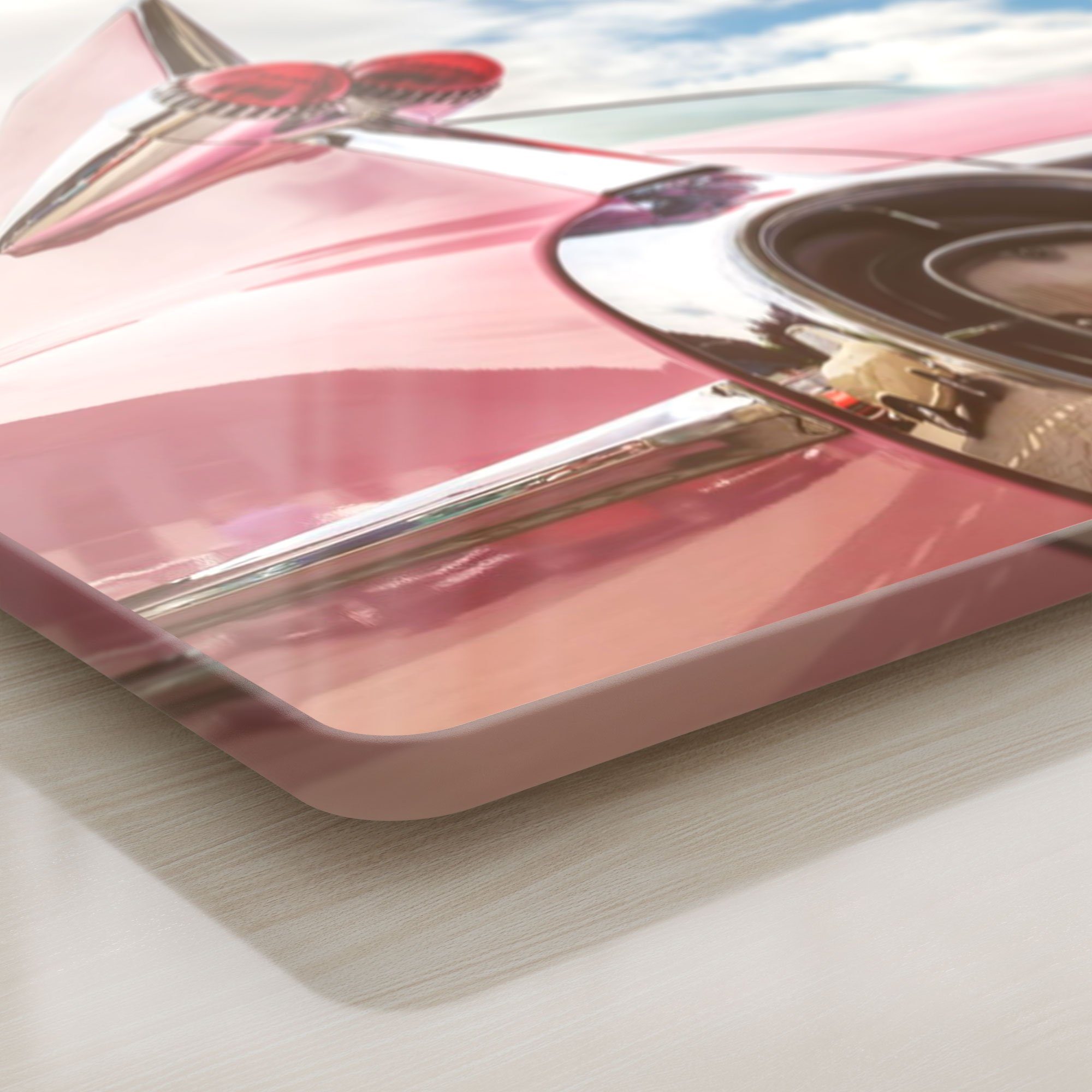 DEQORI Schneidebrett 'Der 59er Cadillac', Glas, Frühstücksbrett Schneideplatte Platte