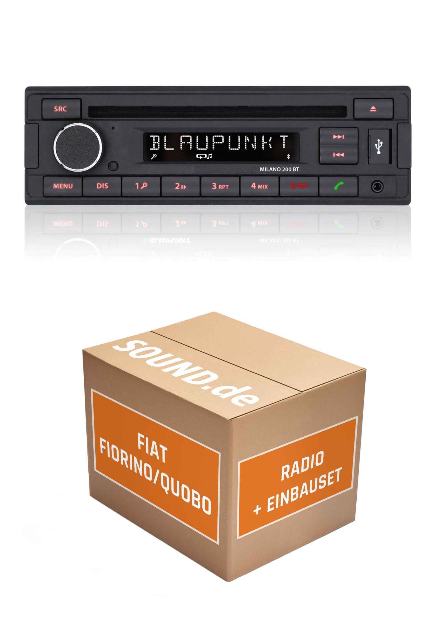 JUST SOUND best choice for caraudio Autoradio Einbauset Blaupunkt Blaupunkt Milano 200 BT Fiat Fiorino 225 Autoradio (RDS, AM/FM Radio, Animiertes Display, Bluetooth, AUX Eingang, 1 DIN)