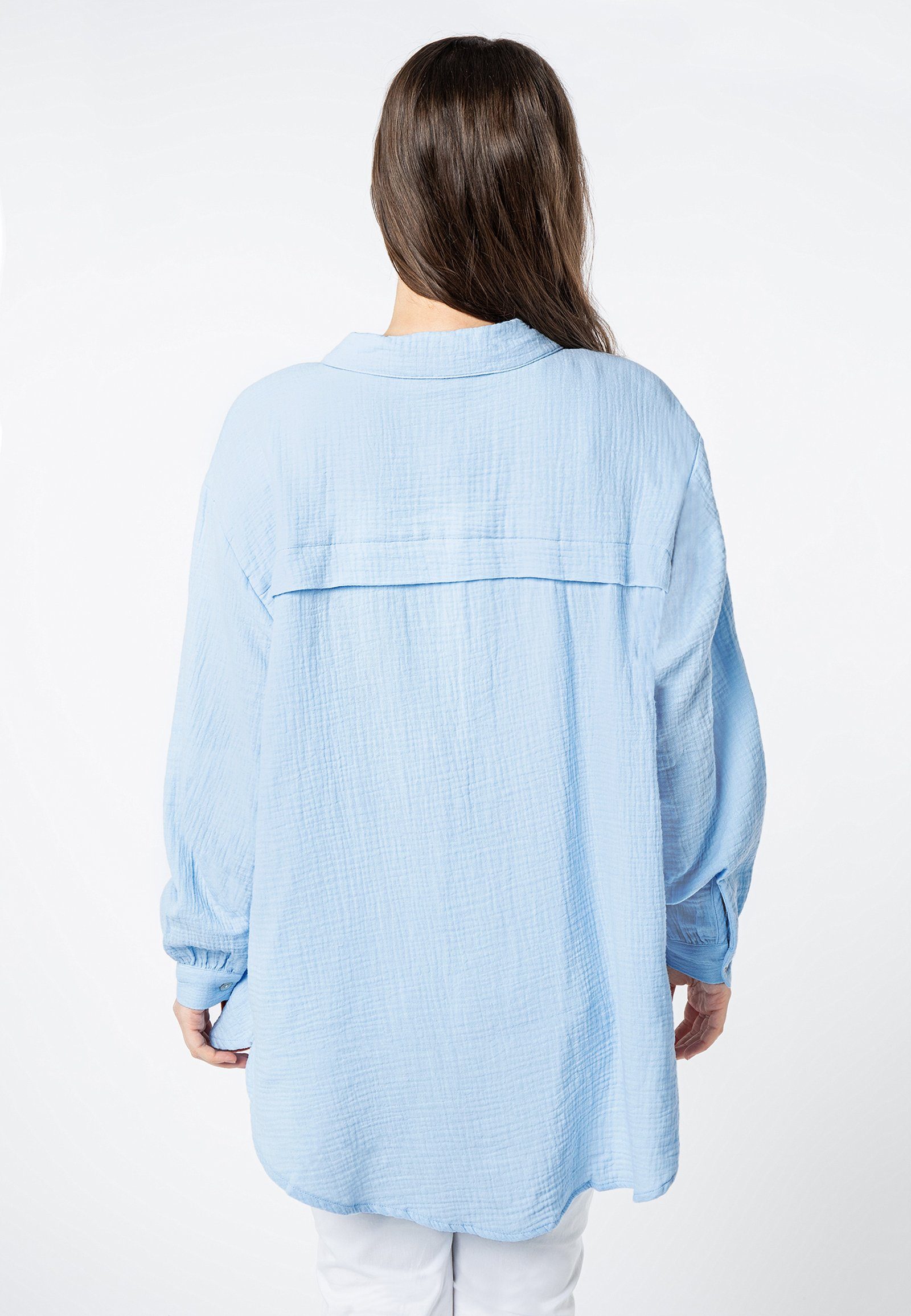 SUBLEVEL Langarmbluse Damen Musselinbluse langarm mit Kentkragen Oversizebl günstig online kaufen