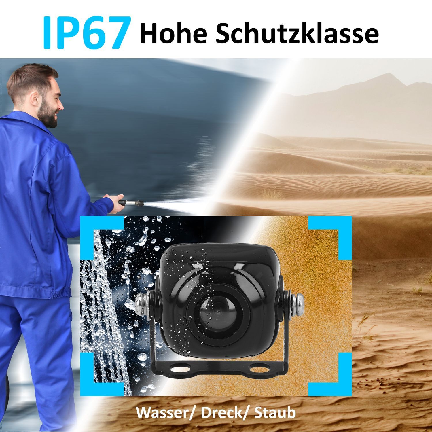 VSG24 Rückfahrkamera MAXX Mini-Kamera nur 3x3 cm für PKW 170° Blickwinkel Rückfahrkamera (inkl. 6M. Kabel, Parklinien, Flexible als Front Kamera geeignet 12V)