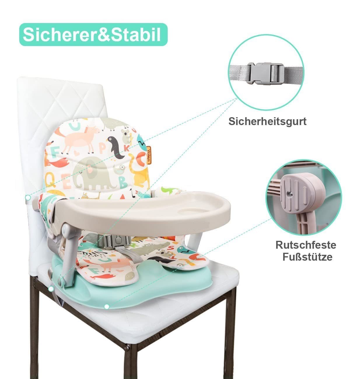 Ezebaby Reisehochstuhl Sitzerhöhung Tragbar Booster kinderstiz für Kinder – Bild 4 von 5