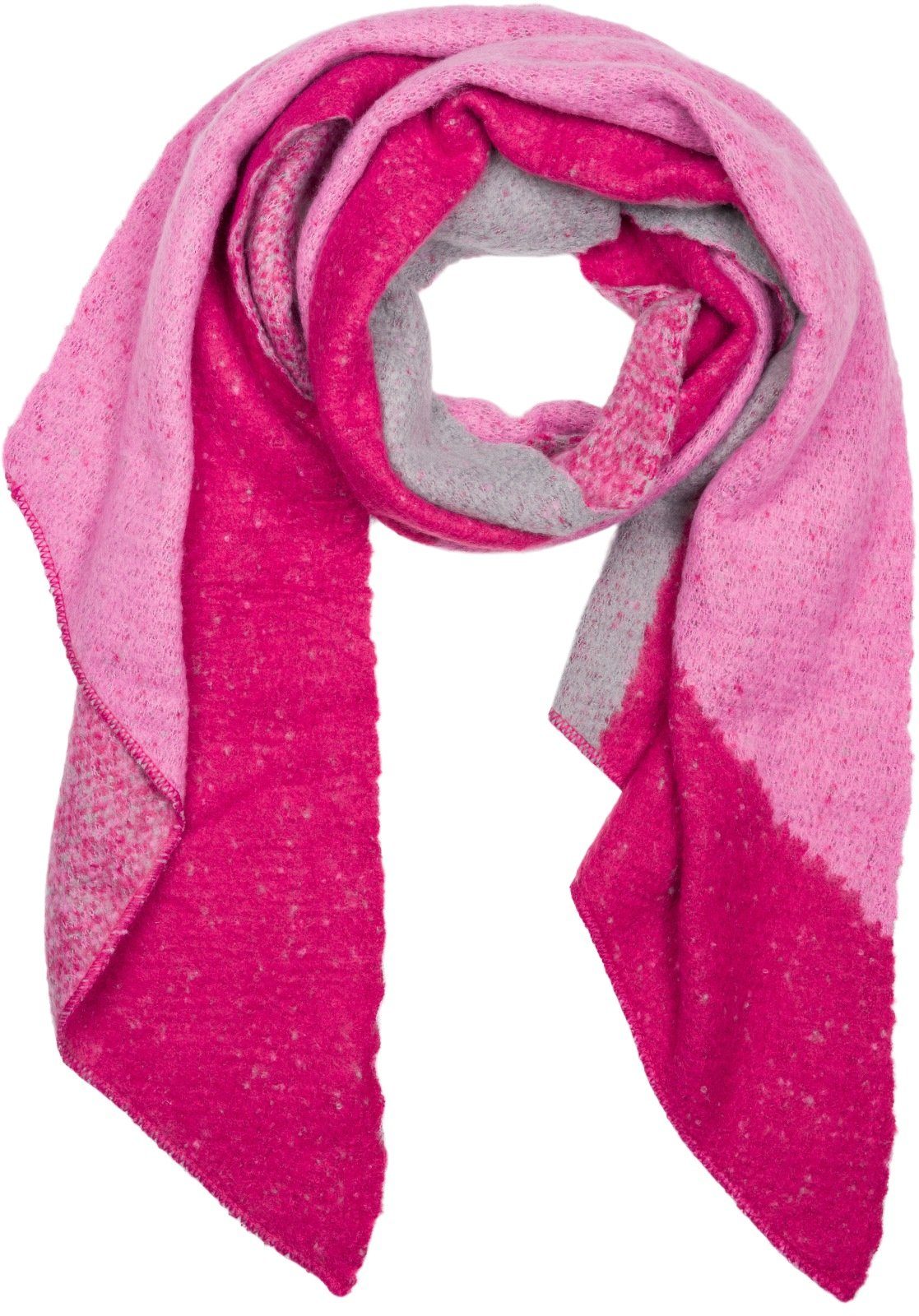 styleBREAKER XXL-Schal, (1-St), Asymmetrischer Web Schal 3-Farbig Pink-Rosa-Grau