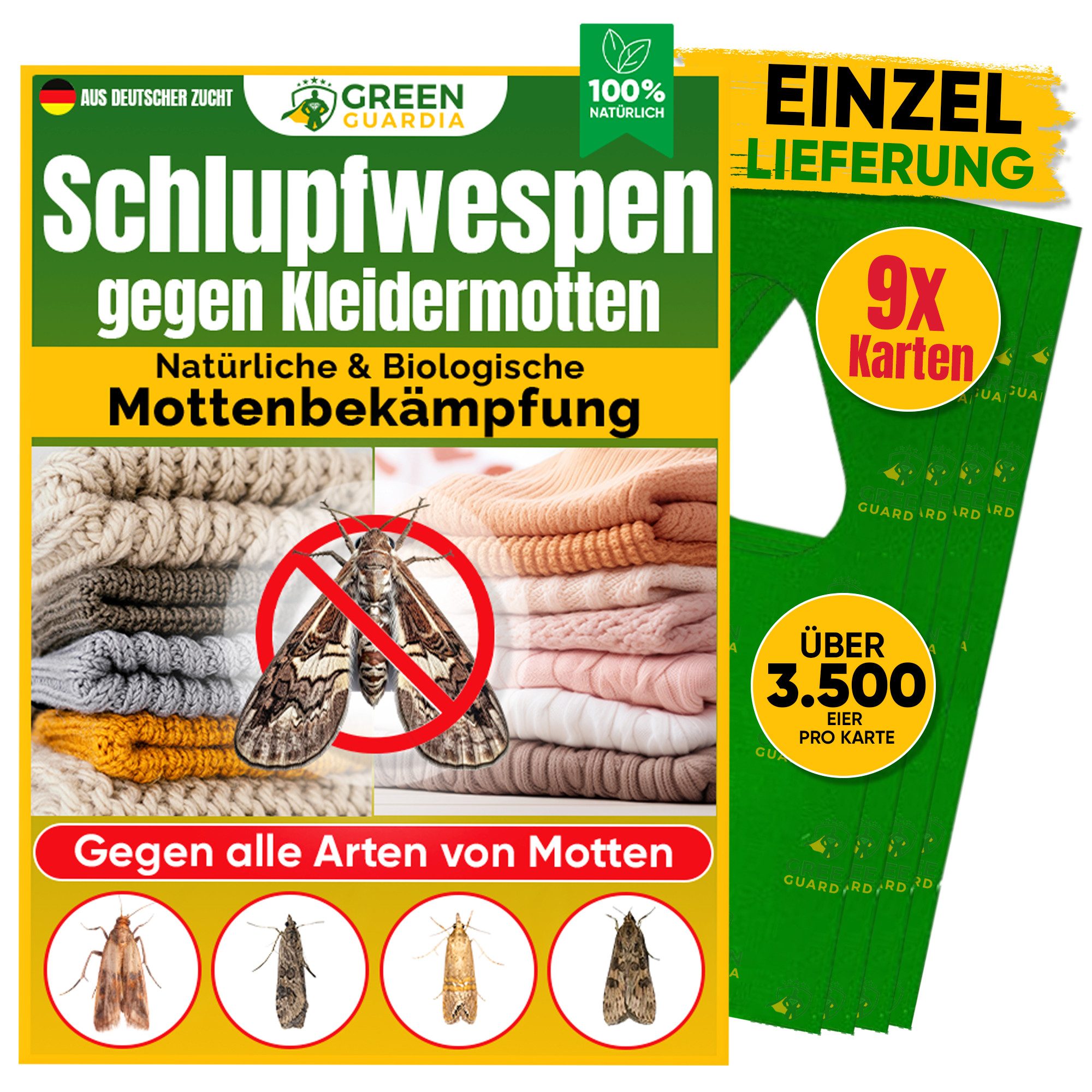 Insektenvernichter Schlupfwespen gegen Kleidermotten, 1-25 Karten -Einzellieferung-