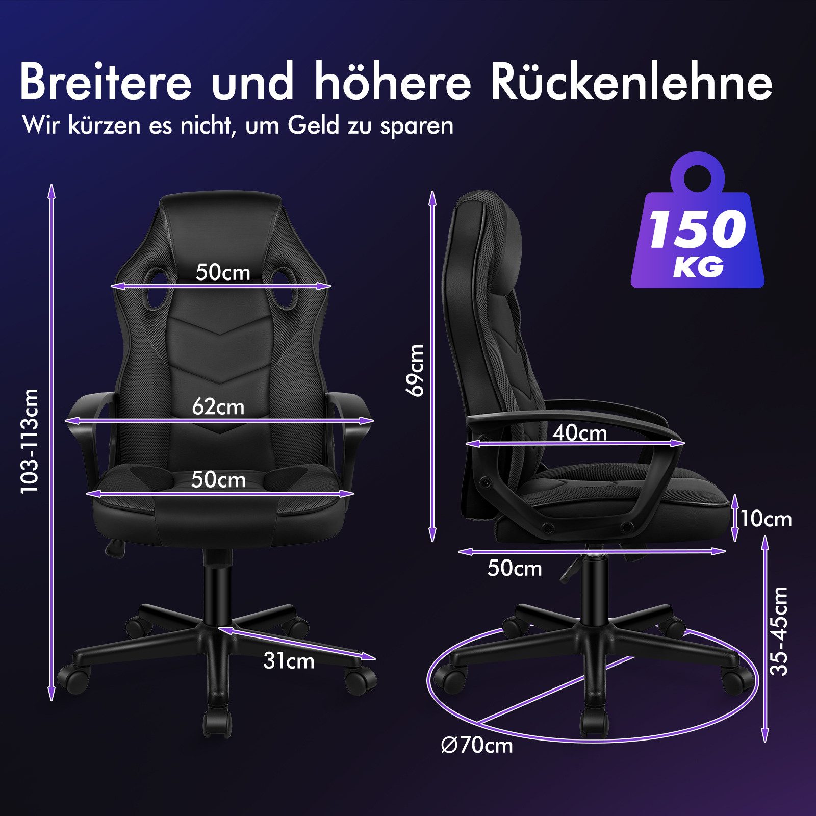 ALFORDSON Bürostuhl Racing Schreibtischstuhl, Drehbarer PC-Gaming-Stuhl (1 günstig online kaufen