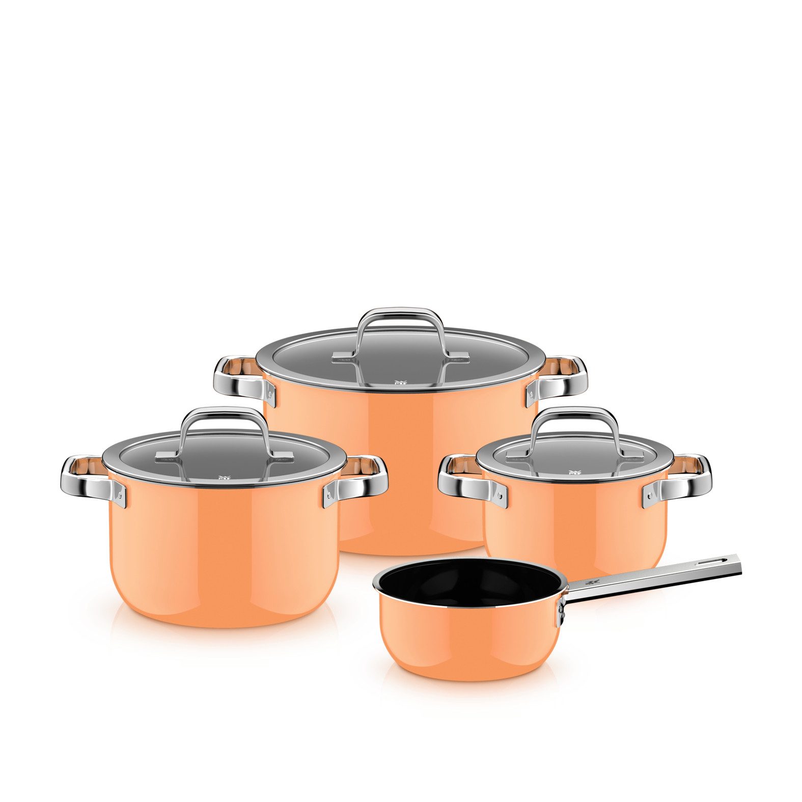 WMF Topf-Set Fusiontec Mineral Pro, Topf-Set, 4-teilig, Papaya Orange, Fusiontec (Induktionsgeeignet, 4-tlg., für alle Herdarten geeignet), Made in Germany