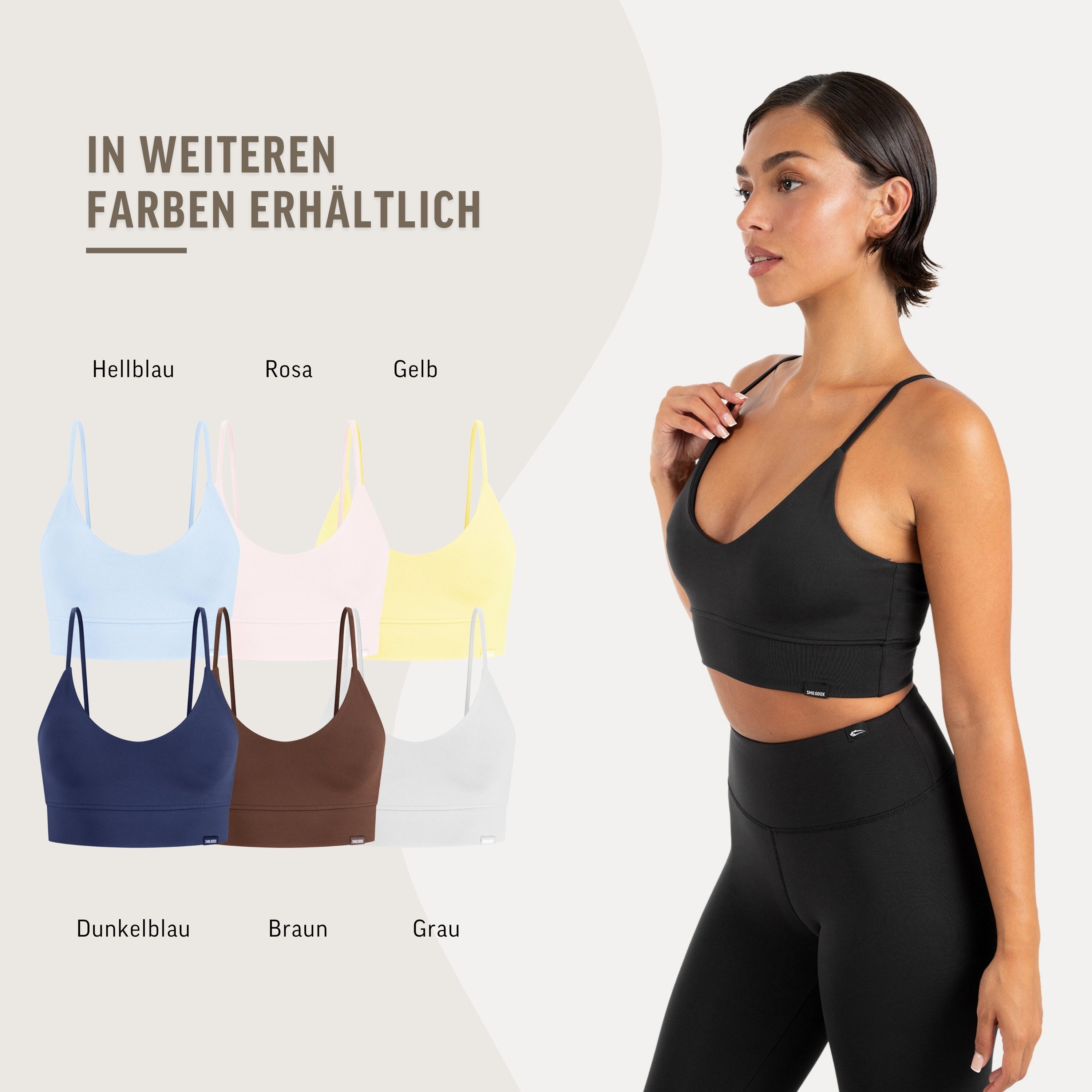 Smilodox T-Shirt Lunara Damen, Sommer Top, Shaped Fit, mit V-Ausschnitt, für Gym Shaping Fit, Stretch-Komfort, kurze Passform, V-Neck – Bild 4 von 5
