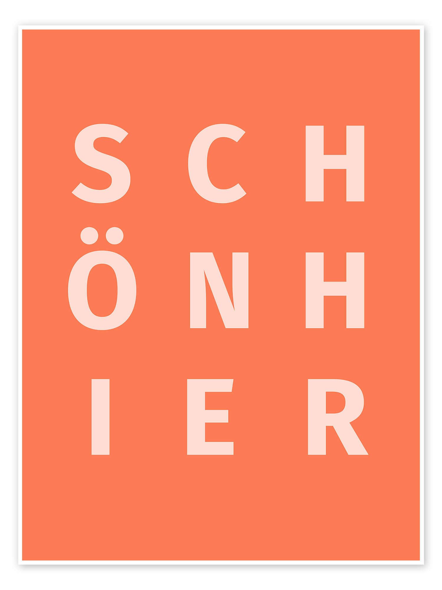 Posterlounge Wandbild Peach Fuzz Schön Hier, Typobox, erhältlich als Poster, Leinwandbild, Wandsticker oder Acrylglasbild