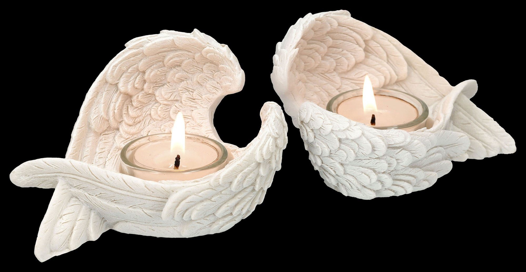 Figuren Shop GmbH Teelichthalter Teelichthalter - Engelsflügel 2er Set - Fa günstig online kaufen