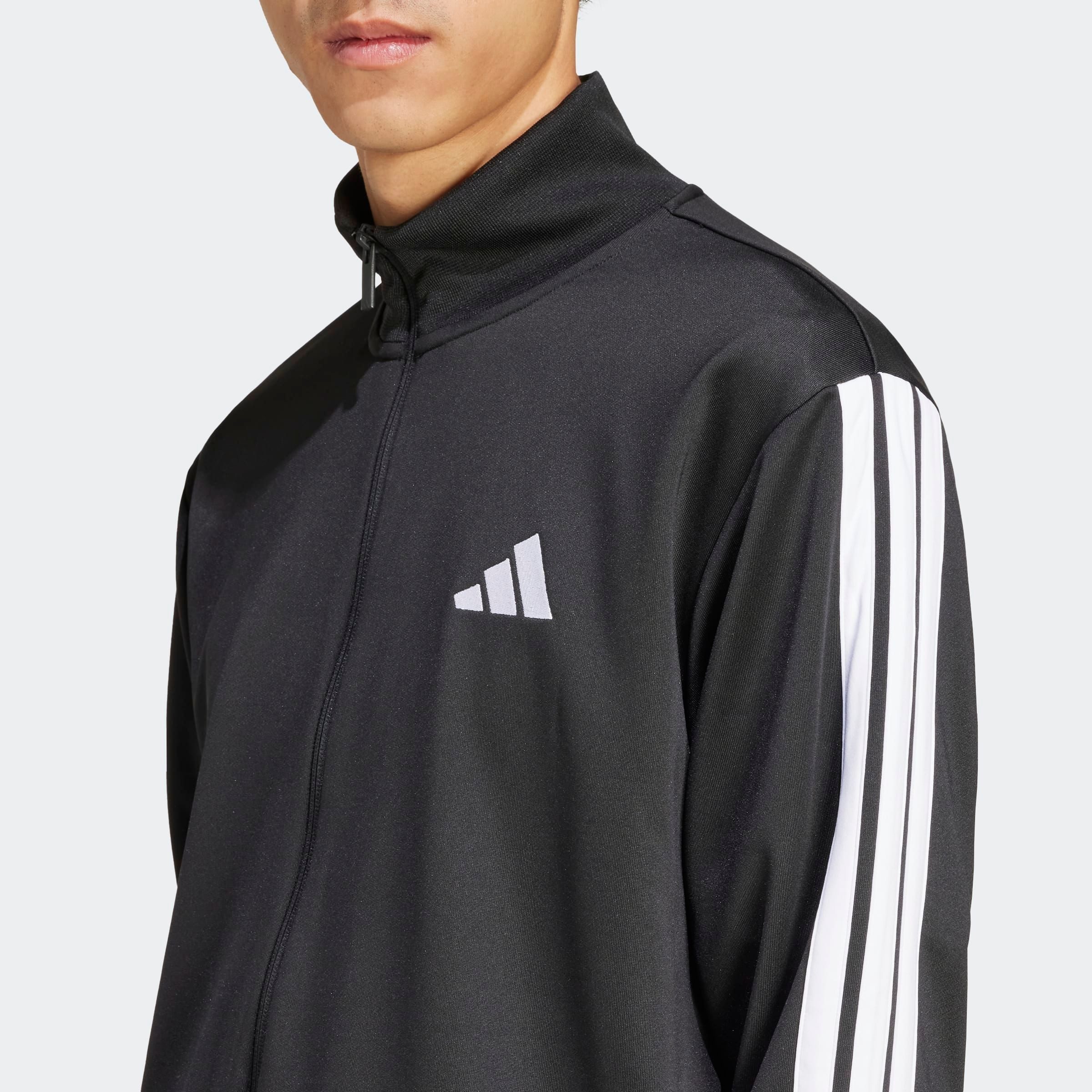 adidas Sportswear Trainingsanzug 3-STREIFEN FRENCH TERRY (2-tlg), zweiteiliges Set, aus French-Terry-Material, mit Rippdetails