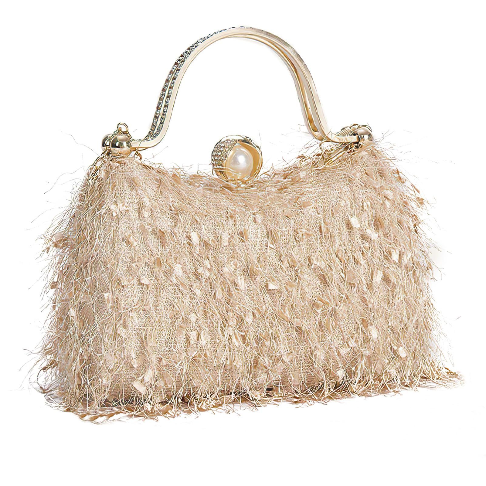 nsihing Abendtasche Damen-Quasten-Abendtasche, glänzende Clutch, ideal für Cocktailpartys, Bälle und Partys