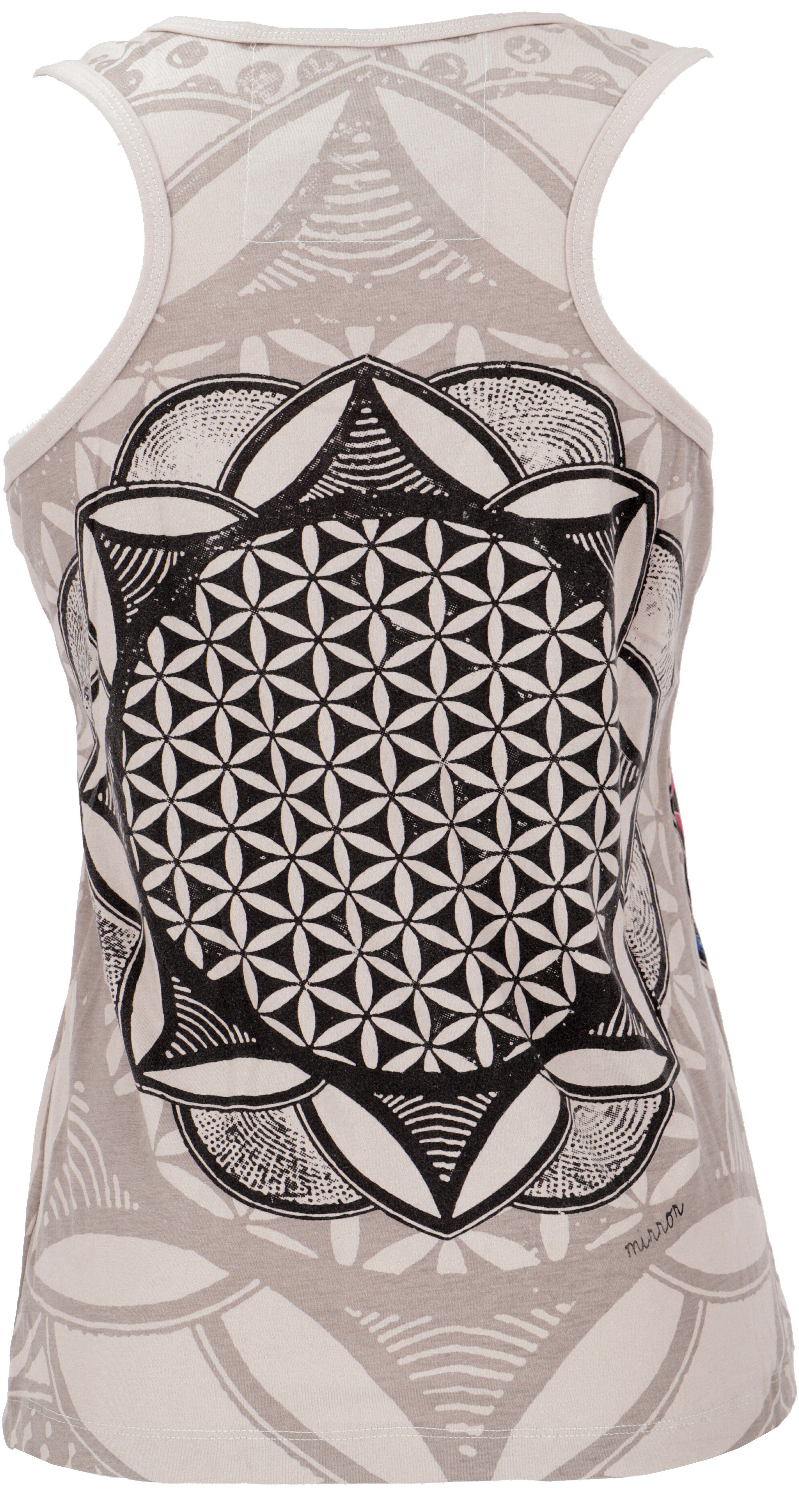 Guru-Shop T-Shirt Mirror Tank Top, Yoga-Top - Flower of life/ taupe Festiva günstig online kaufen