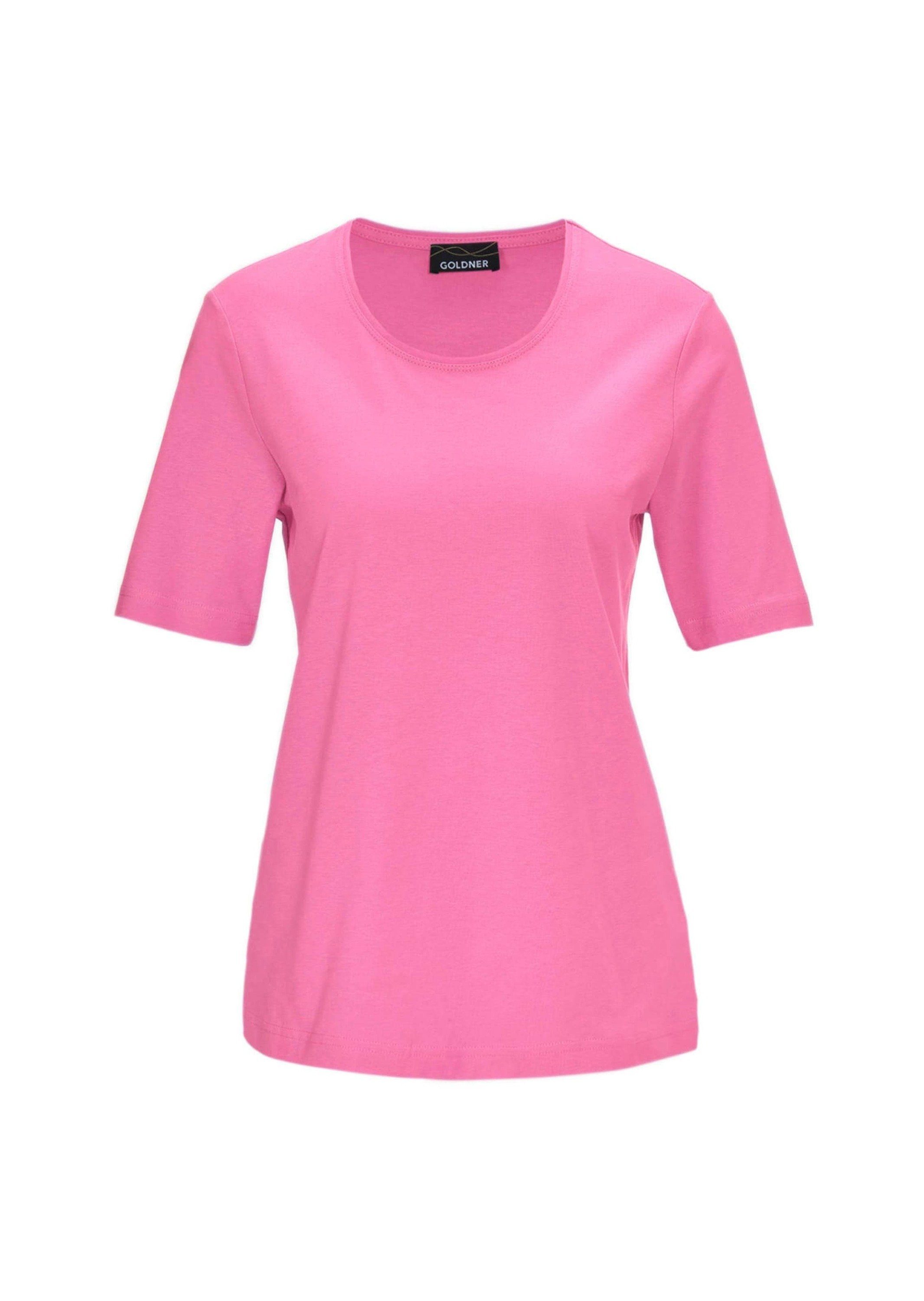 T-Shirt Kurzgröße: Basic Baumwollshirt mit kurzem Arm