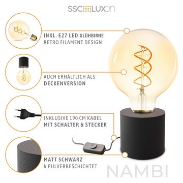 SSC-LUXon LED Bilderleuchte NAMBI Wand- & Tischlampe schwarz mit Kabel & Stecker mit LED E27, Warmweiß