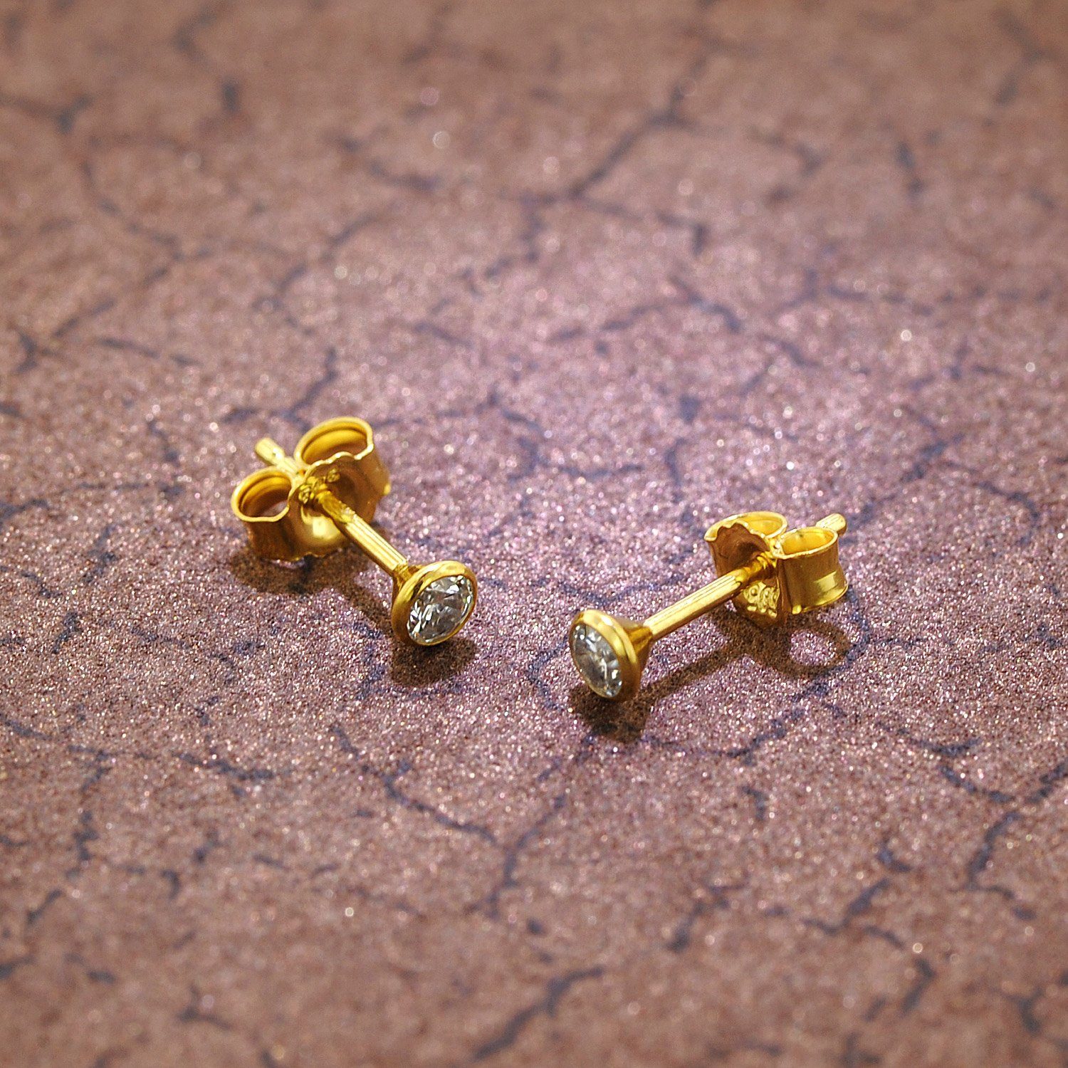 trendor Paar Ohrstecker für 585 Gold (14 Kt) Zirkonia 3,5 mm günstig online kaufen