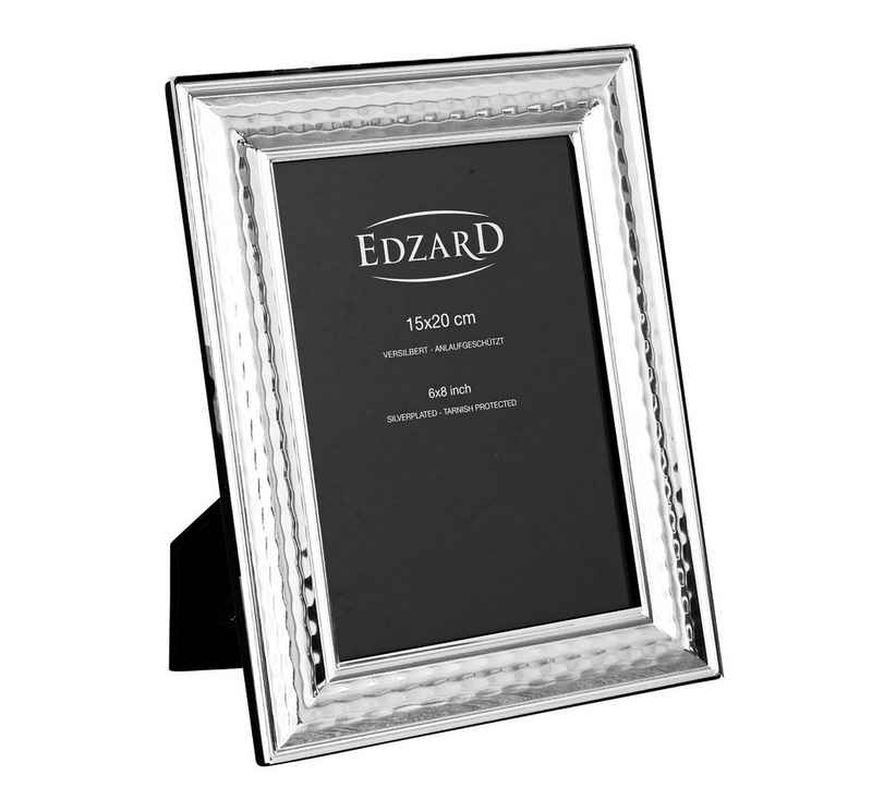 EDZARD Bilderrahmen Urbino, versilbert und anlaufgeschützt, für 15x20 cm Foto - Fotorahmen, Rahmen für Foto zum Aufhängen und Hinstellen