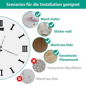 7Magic Wanduhr DIY 3D Wanduhren (Moderne Mute große piegel Aufkleber)