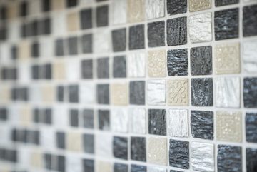 Mosani Mosaikfliesen Kunststein Rustikal Mosaikfliese Resin grau schwarz anthrazit