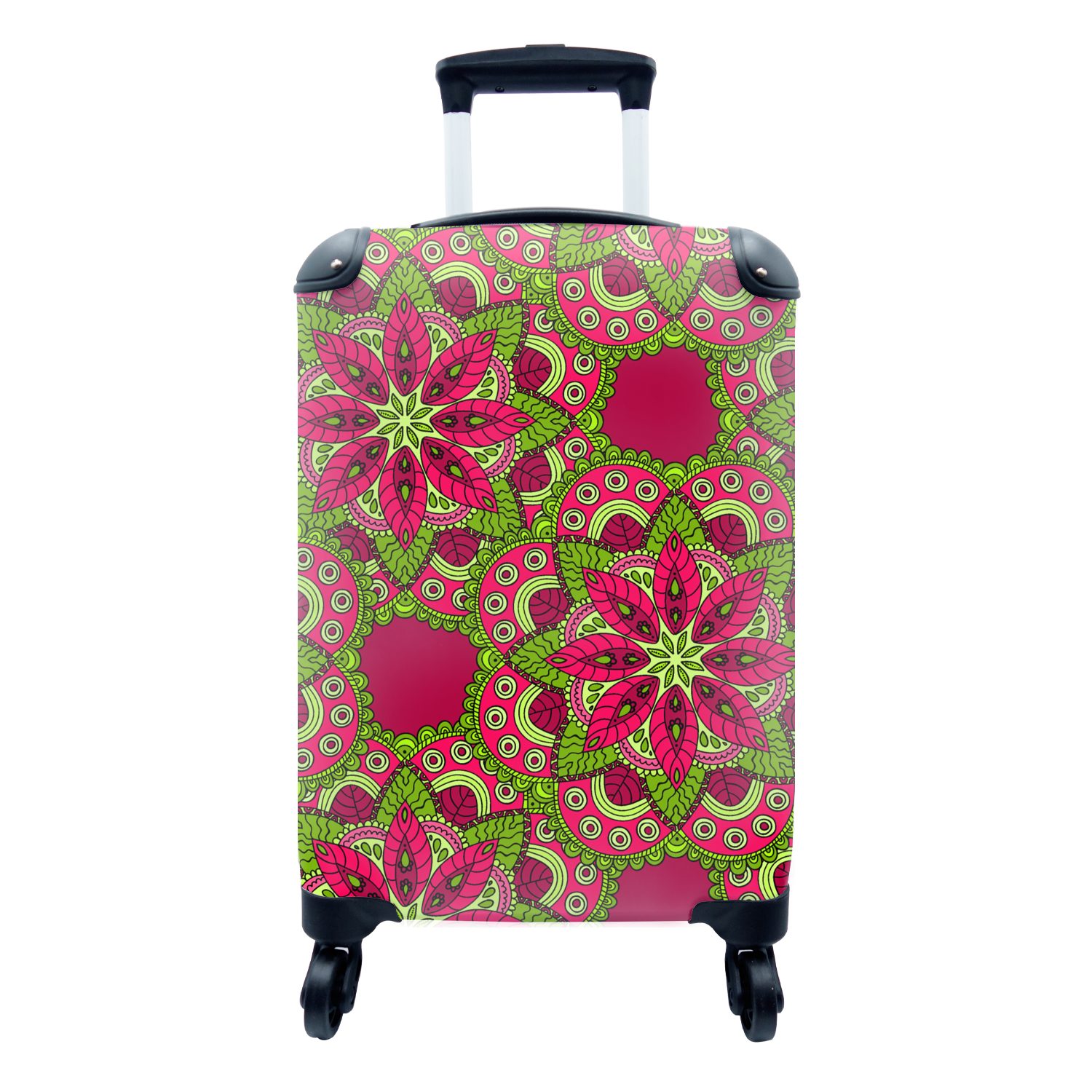 MuchoWow Handgepäckkoffer Hippie - Mandala Trolley, 4 mit Reisetasche für Ferien, Entwurf, Blumen - Handgepäck - rollen, Reisekoffer Rollen