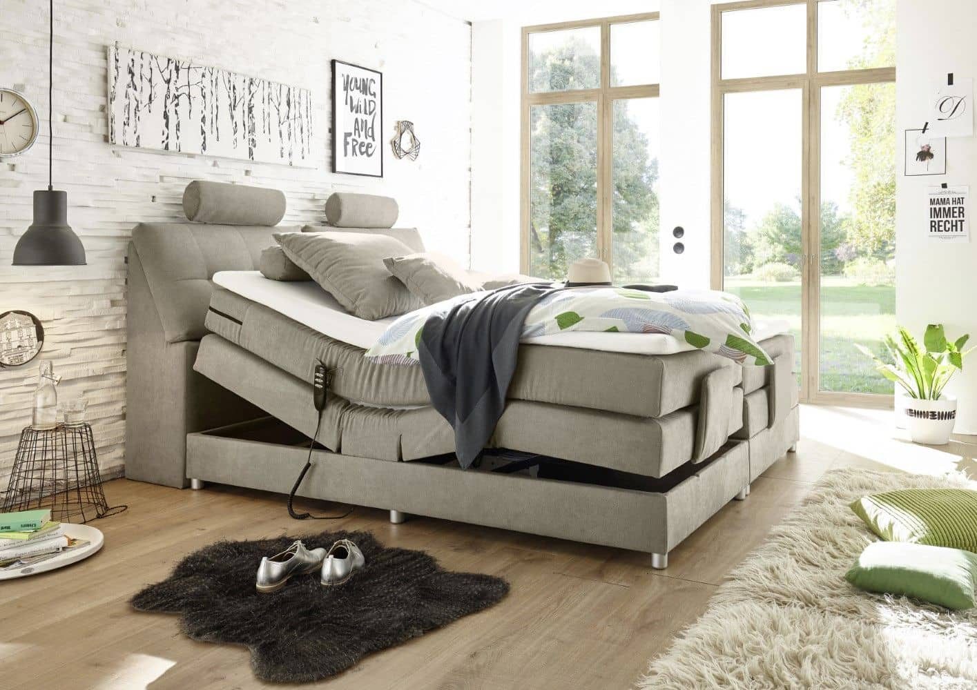 ED EXCITING DESIGN Boxspringbett Palermo 120/180x200 Elektrofunktion & 7-Zonen-TTFK-Matratze + Topper (Komplettbett mit Motor & Stauraum, inkl. Matratze, Topper, Unterbox), Elektrisches Kopf- & Fußteil, 7-Zonen-TTFK-Matratze & T25-Topper