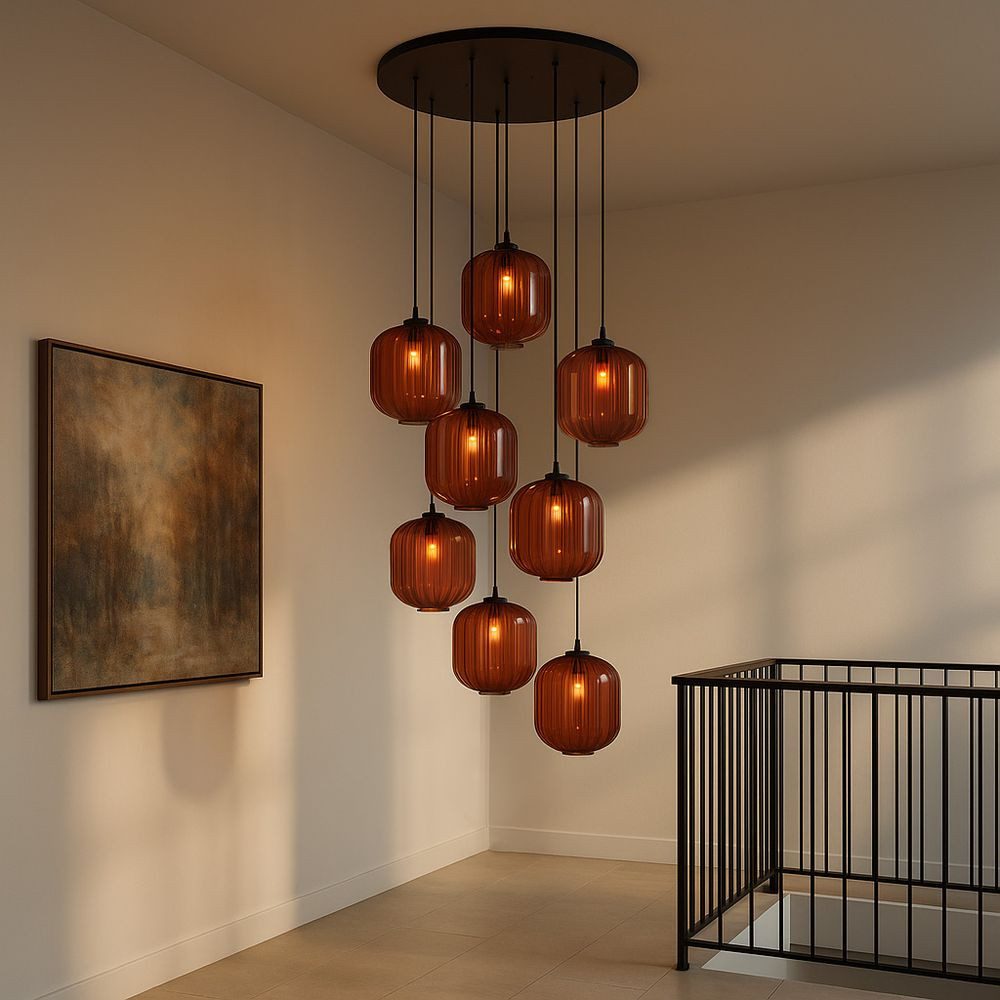 s.luce Pendelleuchte Velo Galerieleuchte 8-flammig Ø 80cm Baldachin Ø 25cm Mehrfarbig