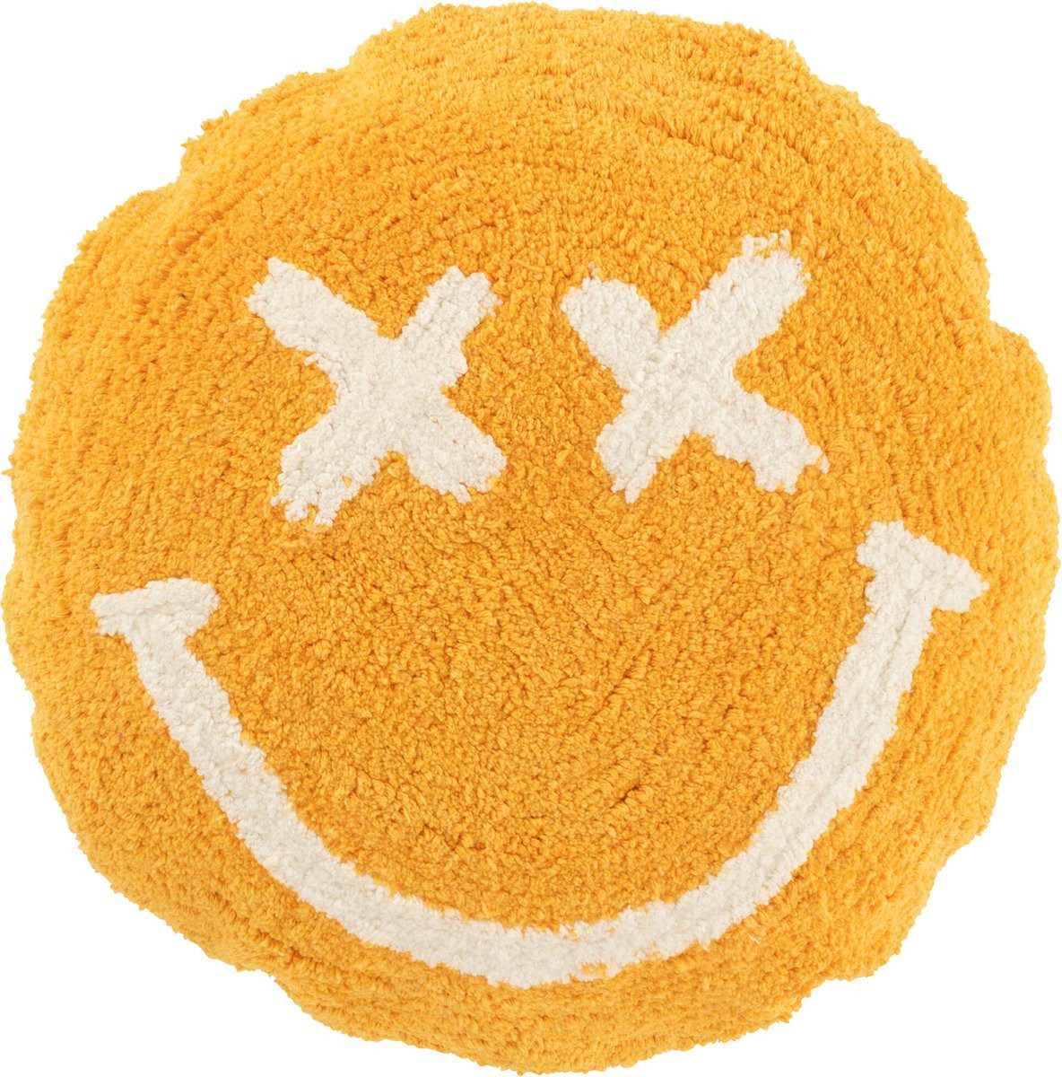 J-line Kissenbox Kissen Smiley Getuft orange/weiß (1 St), Ritzverschluss, handwaschbar