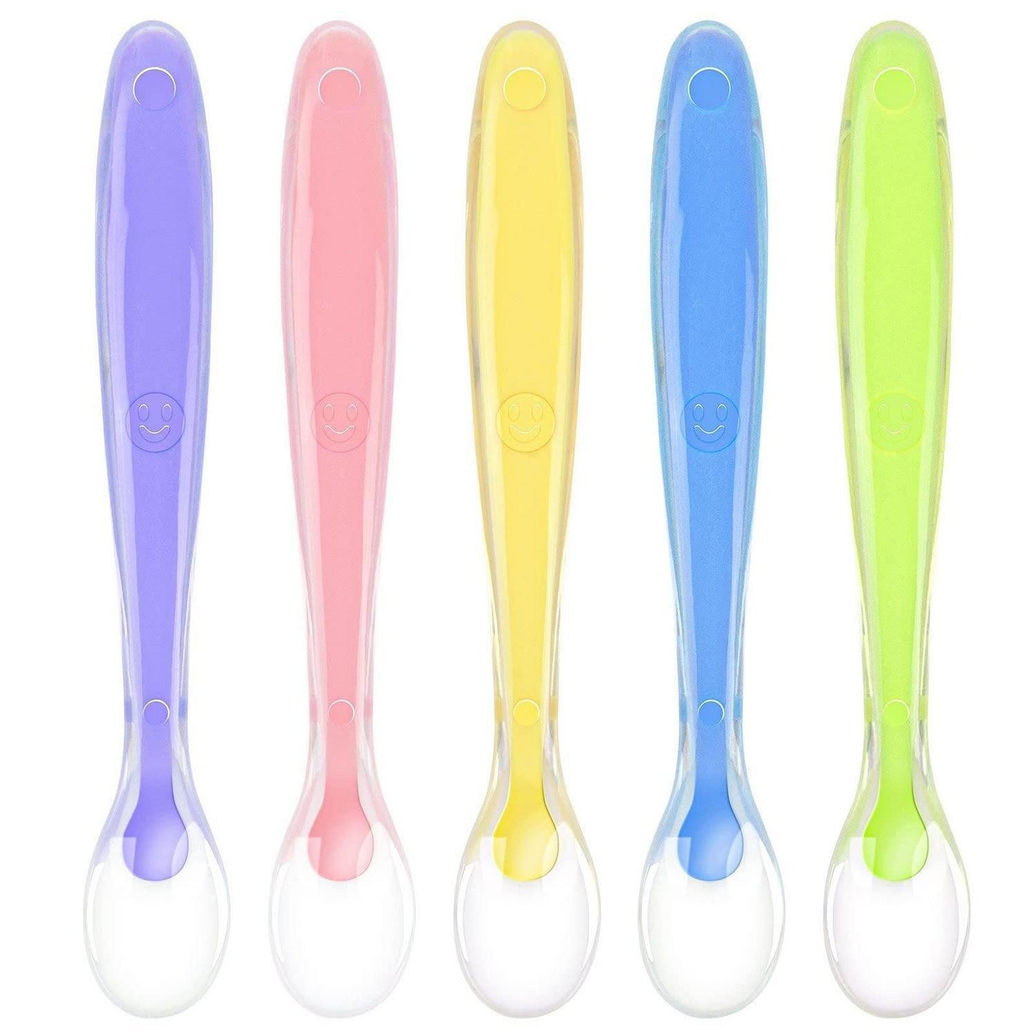 LuxusKollektion Kinderlöffel Baby Löffel Set 5 Stück Silikon weich Rainbow