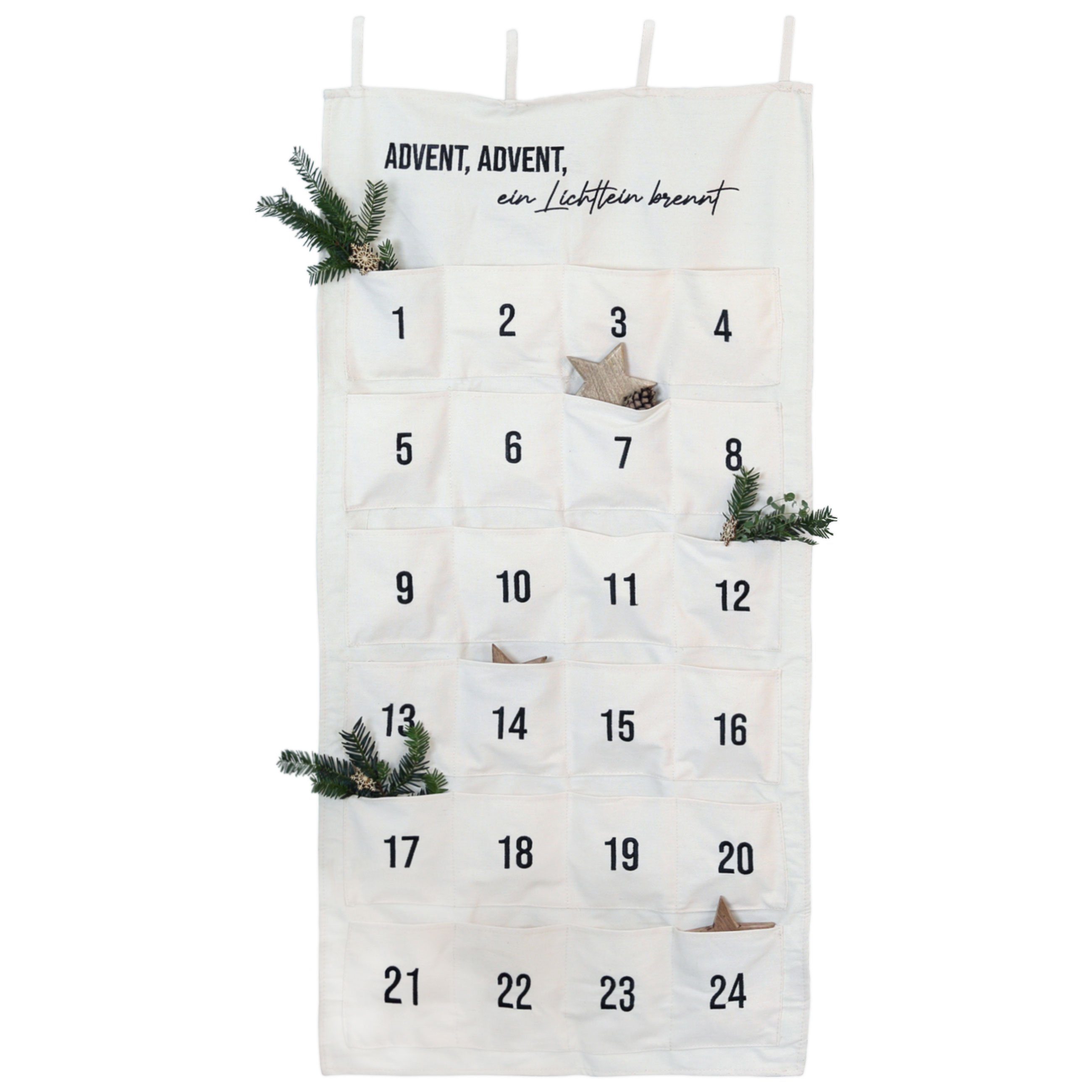 PAPIERDRACHEN befüllbarer Adventskalender Adventskalender Wandteppich aus Stoff zum Befüllen-hochwertig bestickt