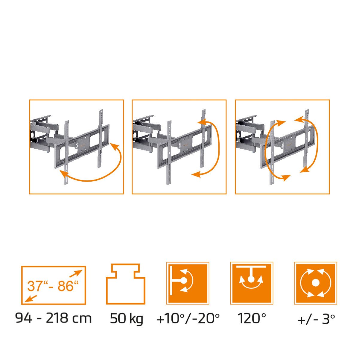 my wall TV-Wandhalterung HF20L, (bis 86 Zoll, Vollbeweglicher Wandhalter für Flachbildschirme)