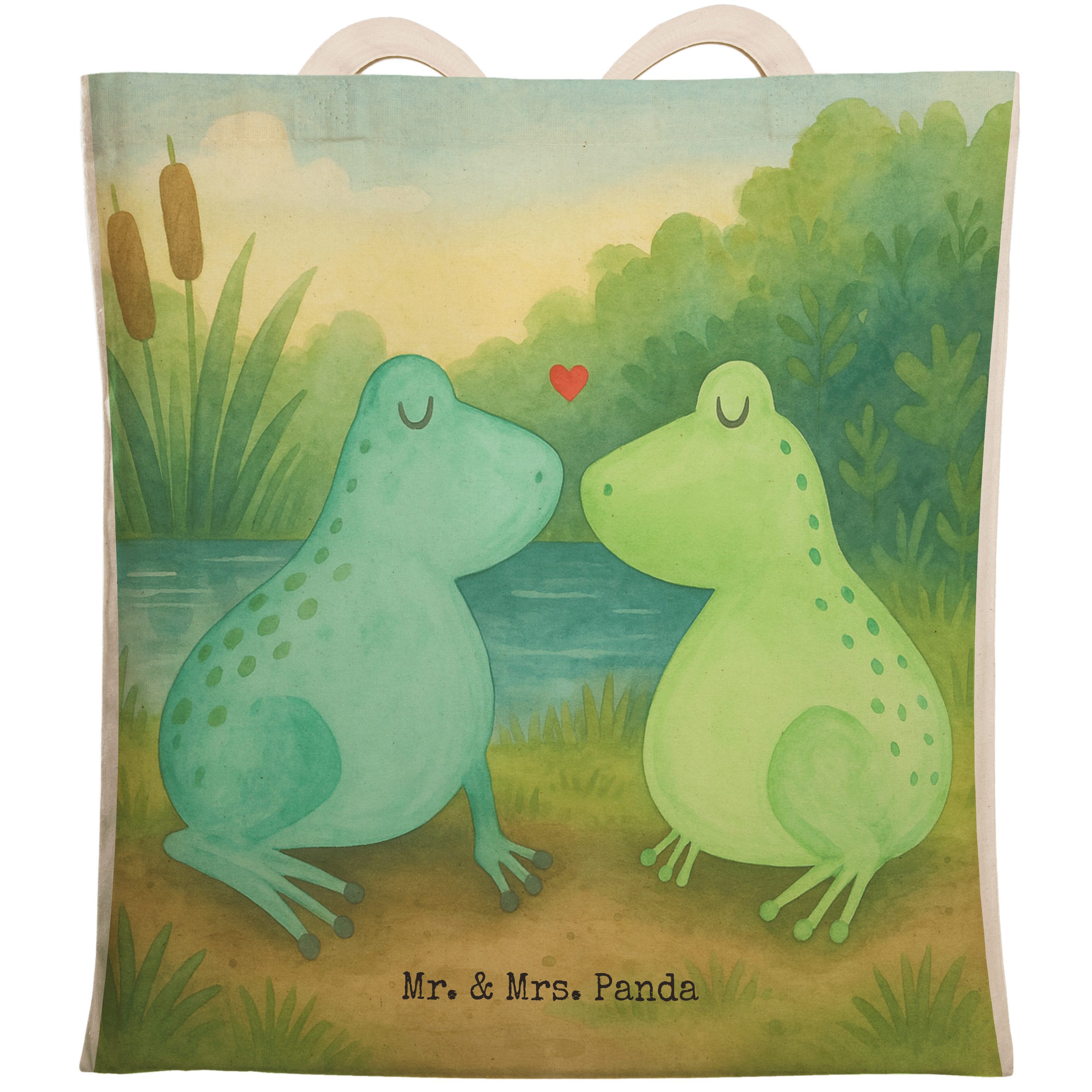 Tragetasche Frosch Liebe Design, Tote Bag, Weiß, Verliebt, taschen shopper, Freun