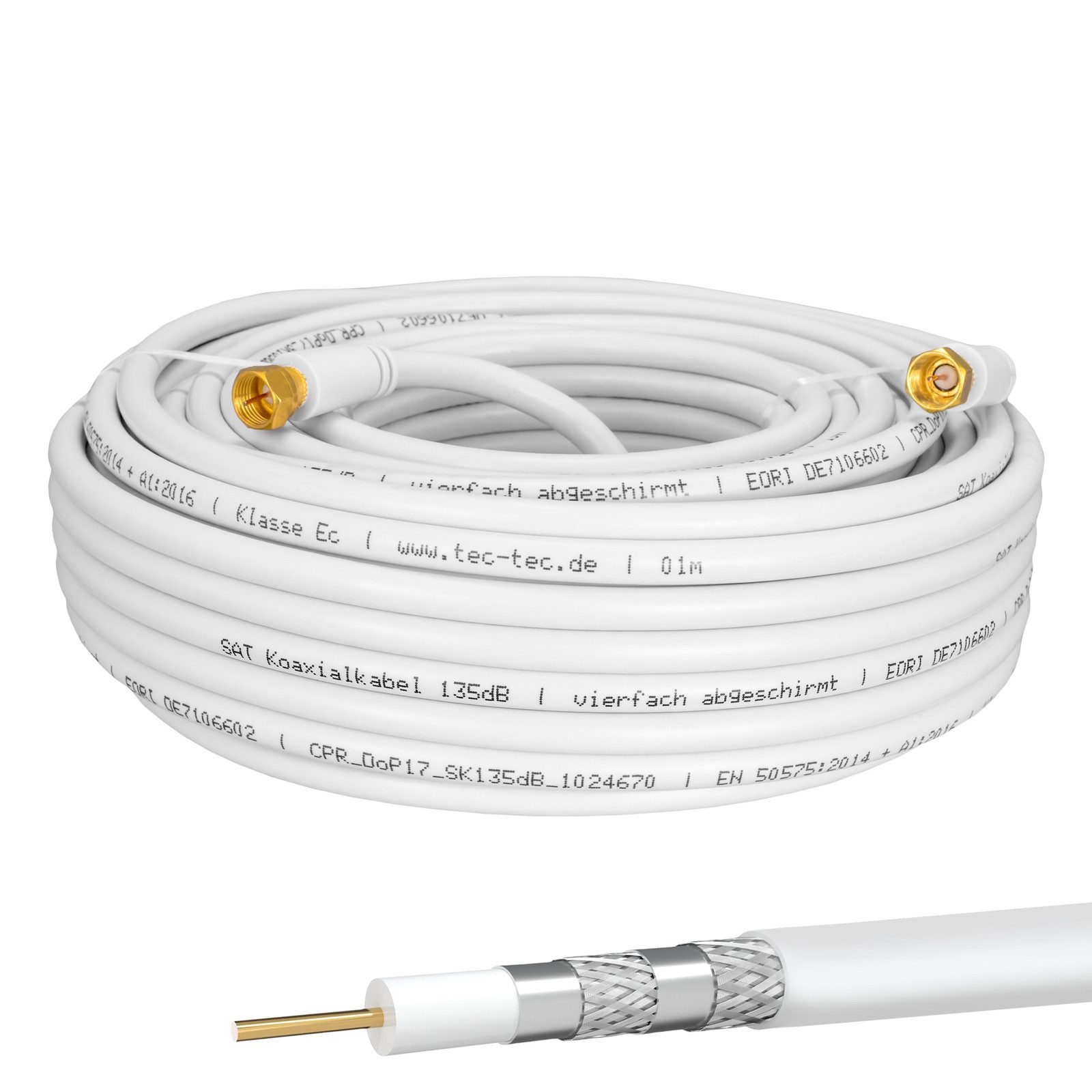 HB-DIGITAL Koaxialkabel Galaxy 135dB 4-Fach geschirmt Stahl Kupfer SAT-Kabel, (1000 cm), Besten Schutz gegen unerwünschte Funk-Störungen