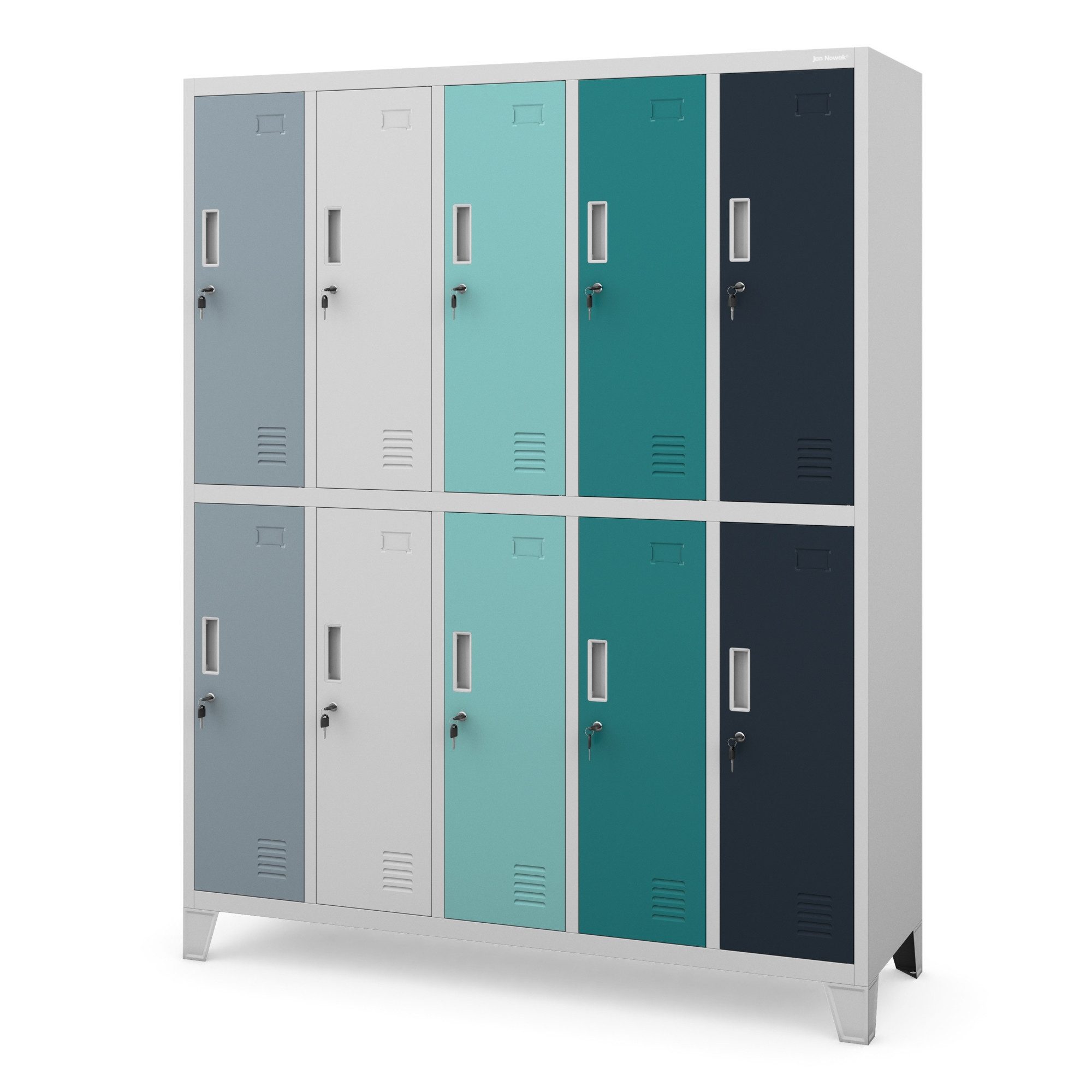 Jan Nowak Mehrzweckschrank Metall Kleiderspind 136 cm BARTEK 10 Fächer abschließbar 172 cm (Umkleideschrank BHP Arbeitsraum Produktion Magazin Sozialraum, 0,6 mm 172 x 136 x 45 cm Wandmontage Kleiderstange 30 kg 66 kg) Lüftungsschlitze Namensschildhalter USB-Montage möglich 18 Farben