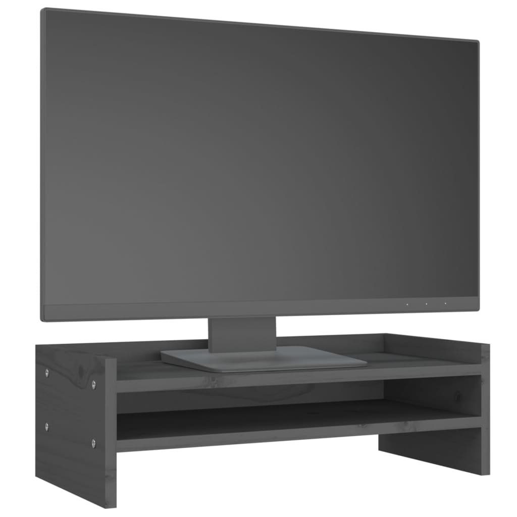 Bildschirm Monitorständer Kiefer Grau cm vidaXL Erhöhung Monitor-Halterung Massivholz 50x24x16