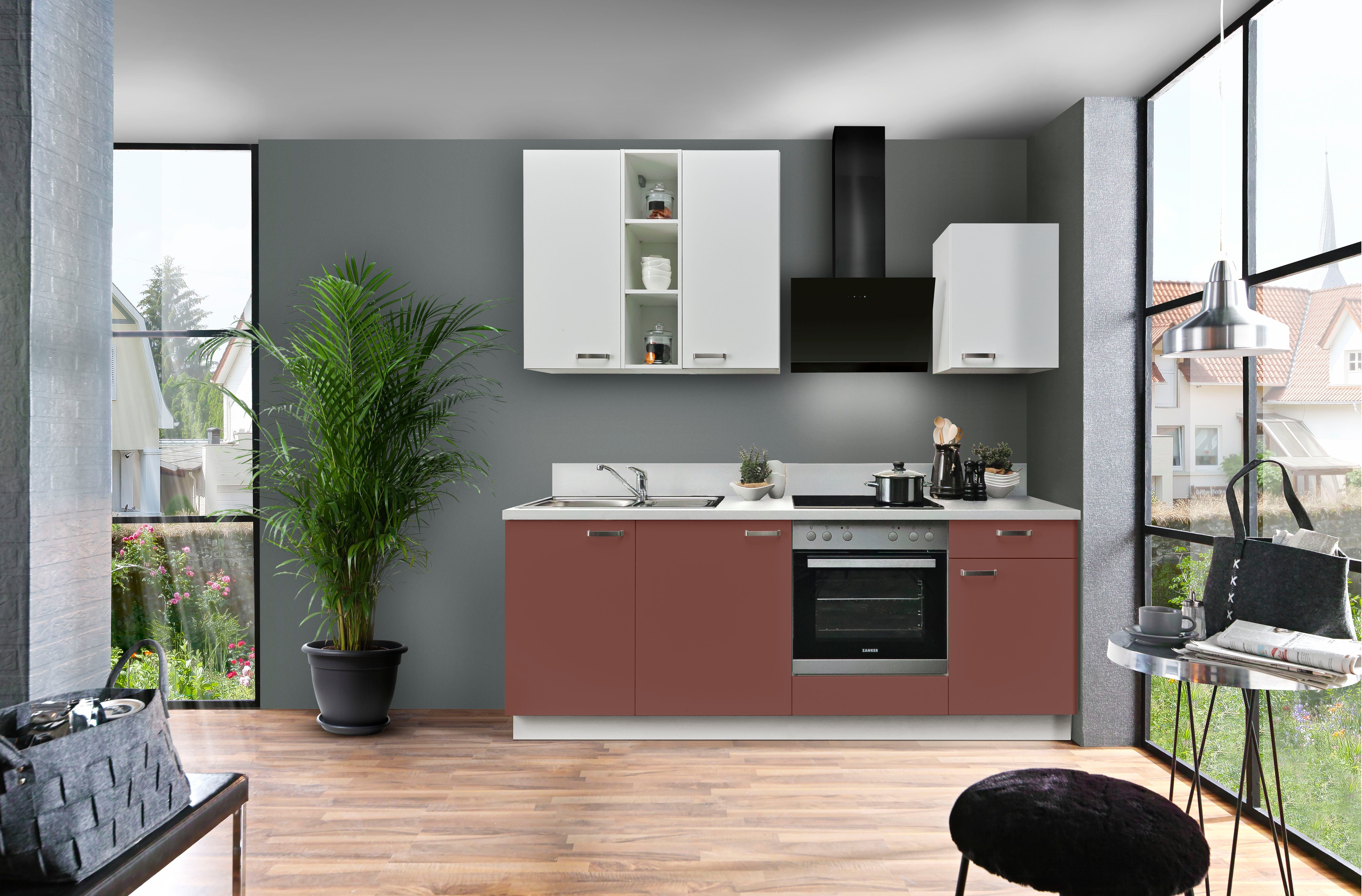 KOCHSTATION Küchenzeile "KS-Bari", wahlw. mit E-Geräten, Soft-Close-Funktion und Vollauszug, vormontiert, Breite 220 cm