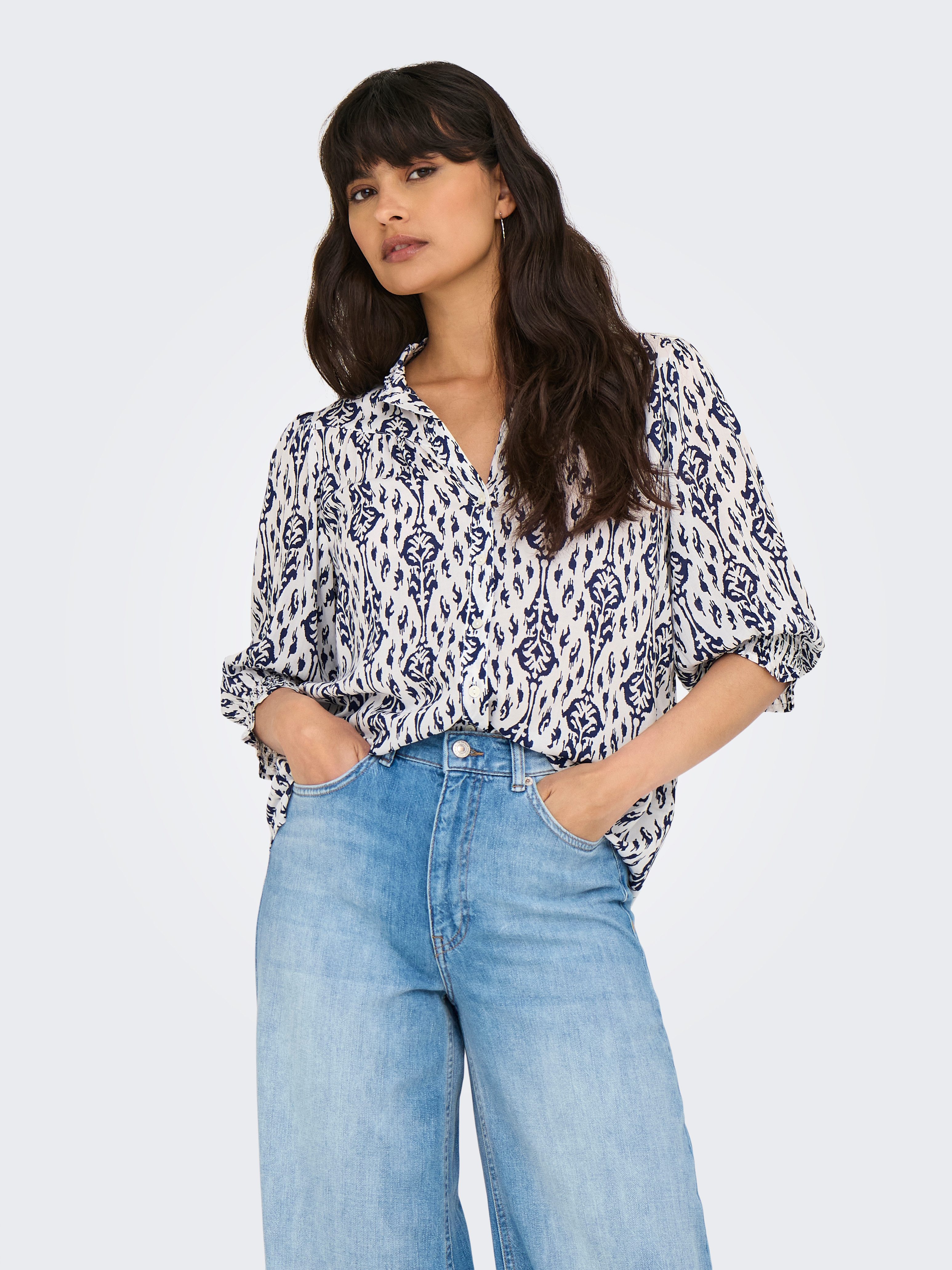 ONLY Kurzarmbluse ONLRAYA 3/4 SHIRT WVN NOOS Viskose, regular fit