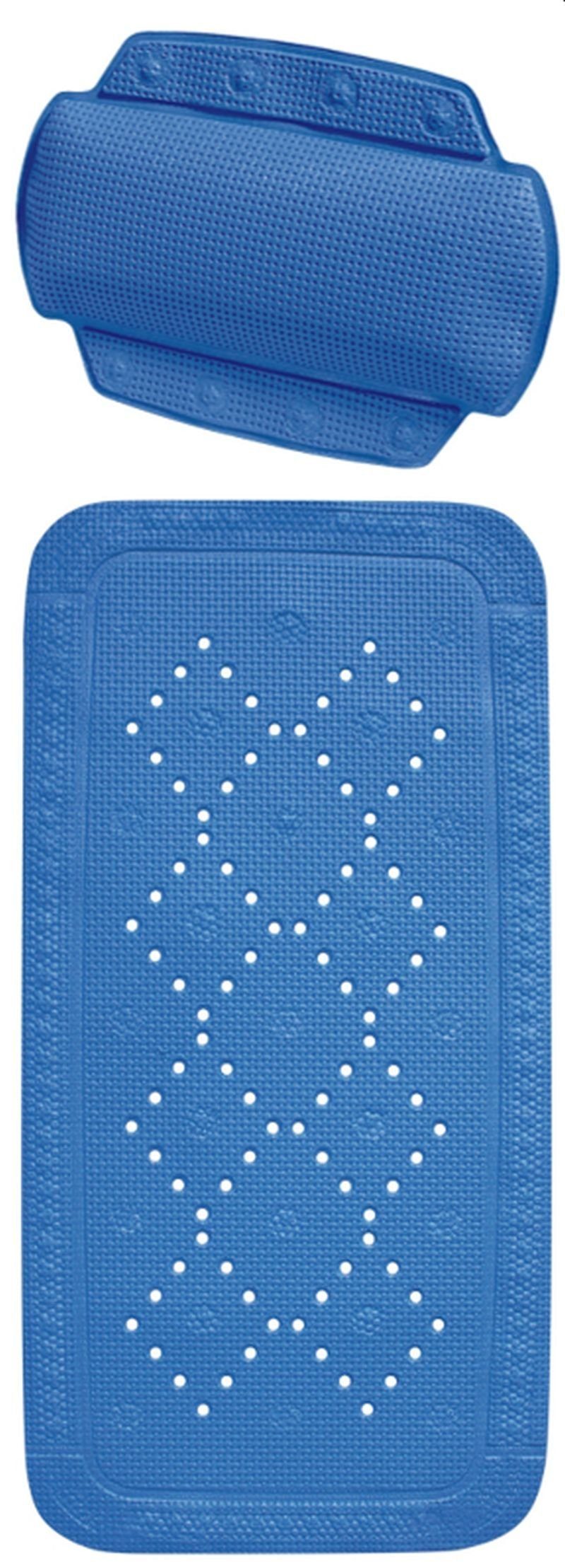 spirella Wanneneinlage Set ALASKA, 2-tlg., bestehend aus: Wanneneinlage 91x 36 cm, Nackenkissen 32x23 cm, Dusch- und Wanneneinlage + gepolstertes Подушки, PVC, mit Saugnäpfen, rutschfest, antibakteriell, waschbar - in vielen Farben erhältlich