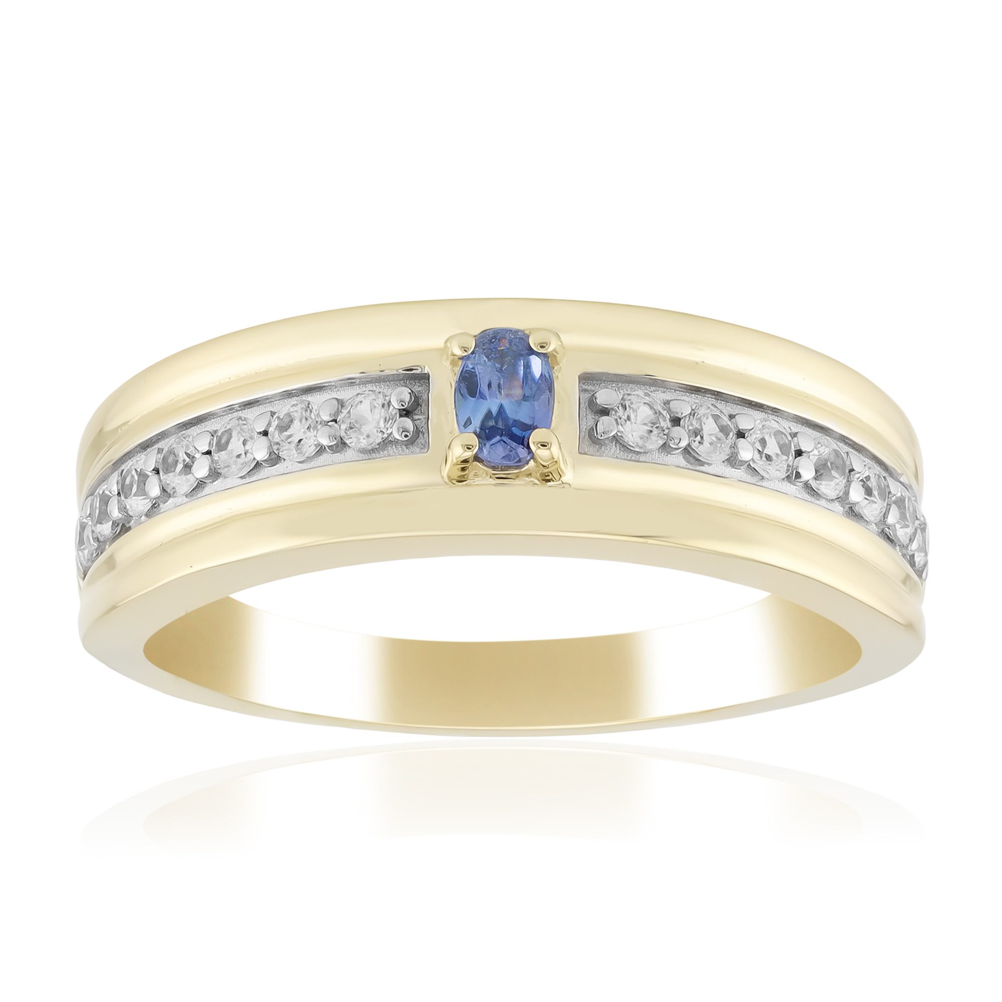 Cavill Goldring Cavill Benitoit Ring 0,085 ct mit 14 Zirkonen 375er Gelbgold Blau (1-tlg)