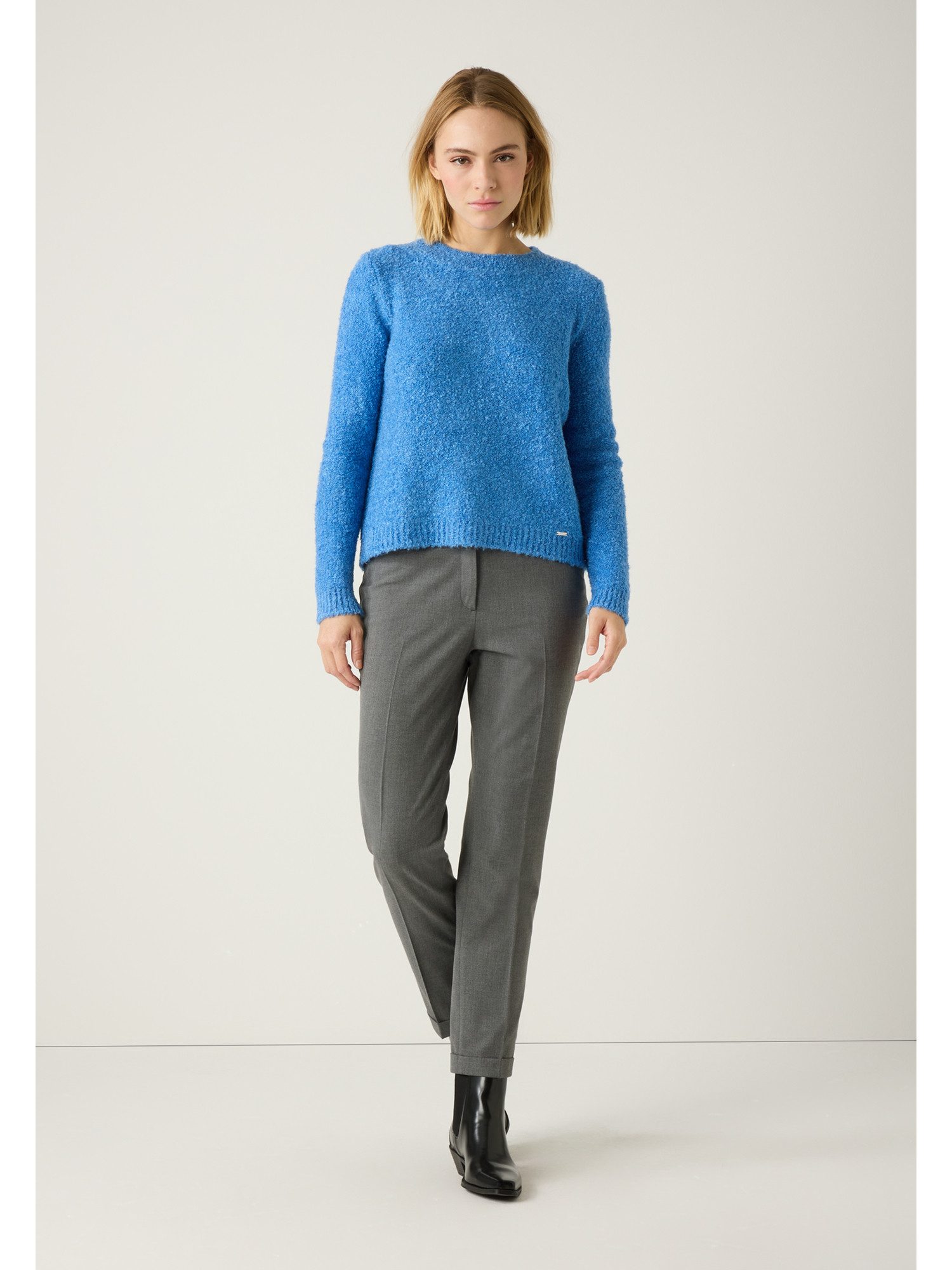 MORE&MORE Rundhalspullover Rundhalspullover mit Bouclé-Struktur günstig online kaufen
