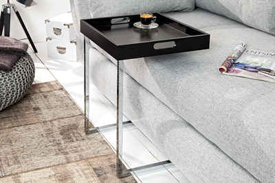 riess-ambiente Beistelltisch CIANO 40cm schwarz / silber, Wohnzimmer · Tablett · Metall · Modern Design · abnehmbare Tischplatte