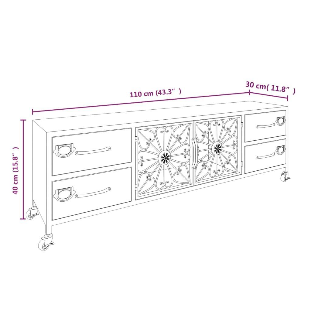 TV-Schrank (1-St) Silbern cm 110x30x40 Eisen vidaXL TV-Schrank