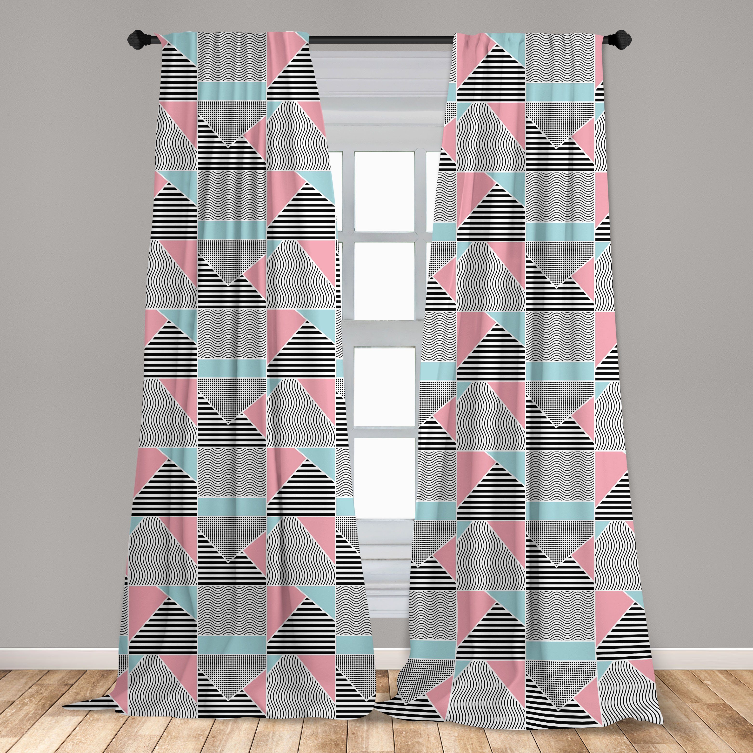 Minimal Bild-Kunst Dekor, Geometrisch Abakuhaus, Vorhang Gardine Microfaser, für Schlafzimmer Wohnzimmer Themed