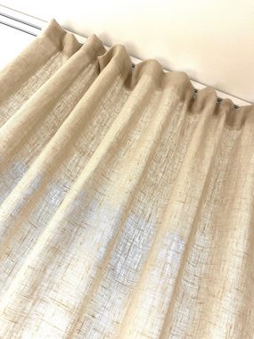 Vorhang Leinenvorhang XXL bis 350 cm lang BEIGE Kräuselband 100% Natur, novumfix, Kräuselband, 100% Leinen, Naturfaser