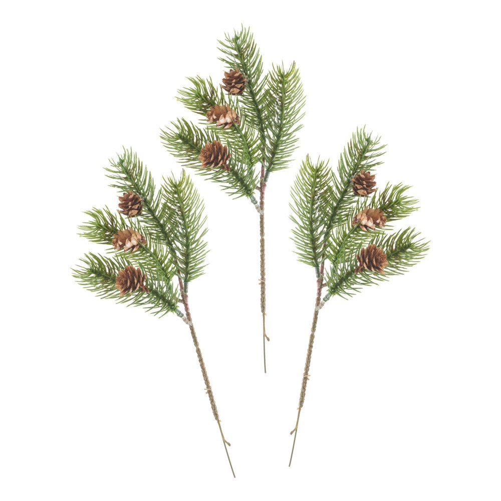 Kunstzweig Edel Tannen Pick Tessy, DPI, mit Zapfen, 3 Stück, L 28 cm