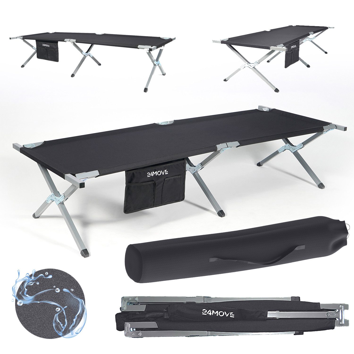 24Move Feldbett Feldbett, Gartenliege, Campingbett bis 180 kg, klappbar, ze günstig online kaufen