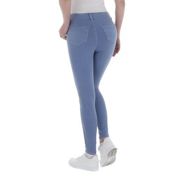 Ital-Design Skinny-fit-Jeans Damen Freizeit Strass Stretch High Waist Jeans in Hellblau